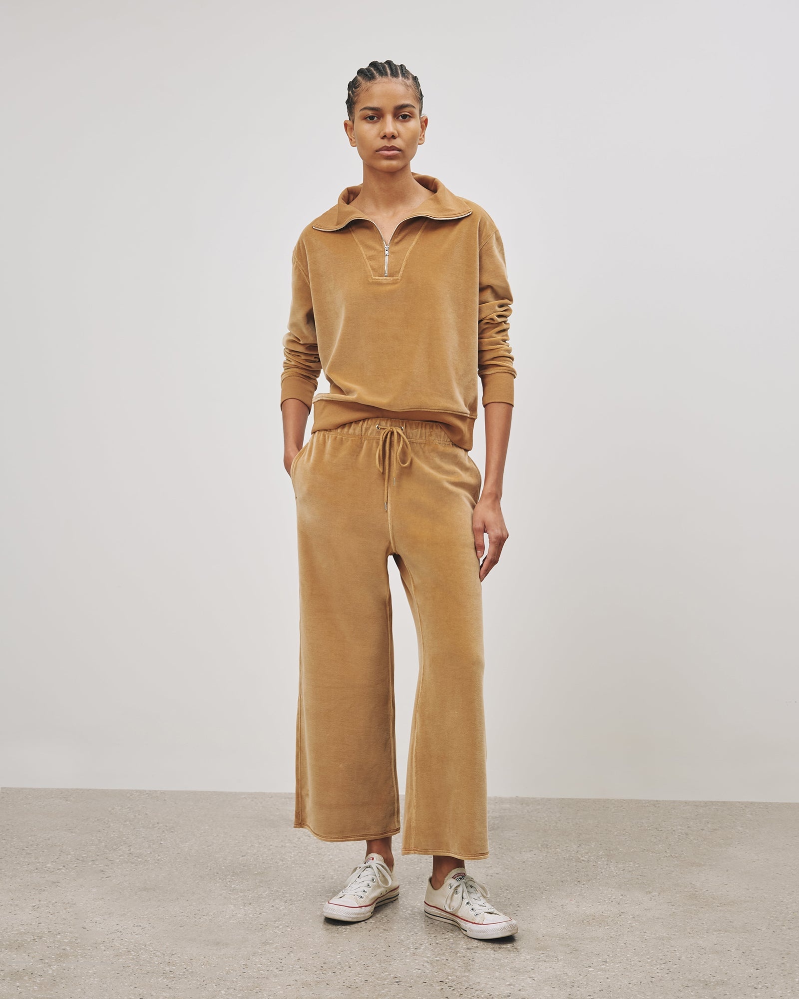 DAPHNE VELOUR WIDE LEG SWEATPANT - 1