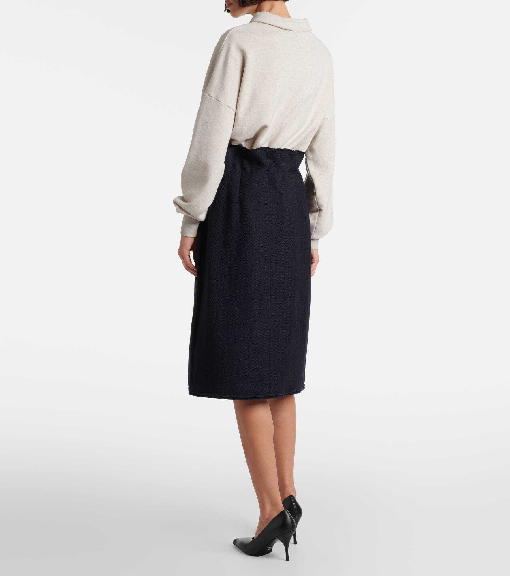 Chevron pleated virgin wool midi skirt - 3