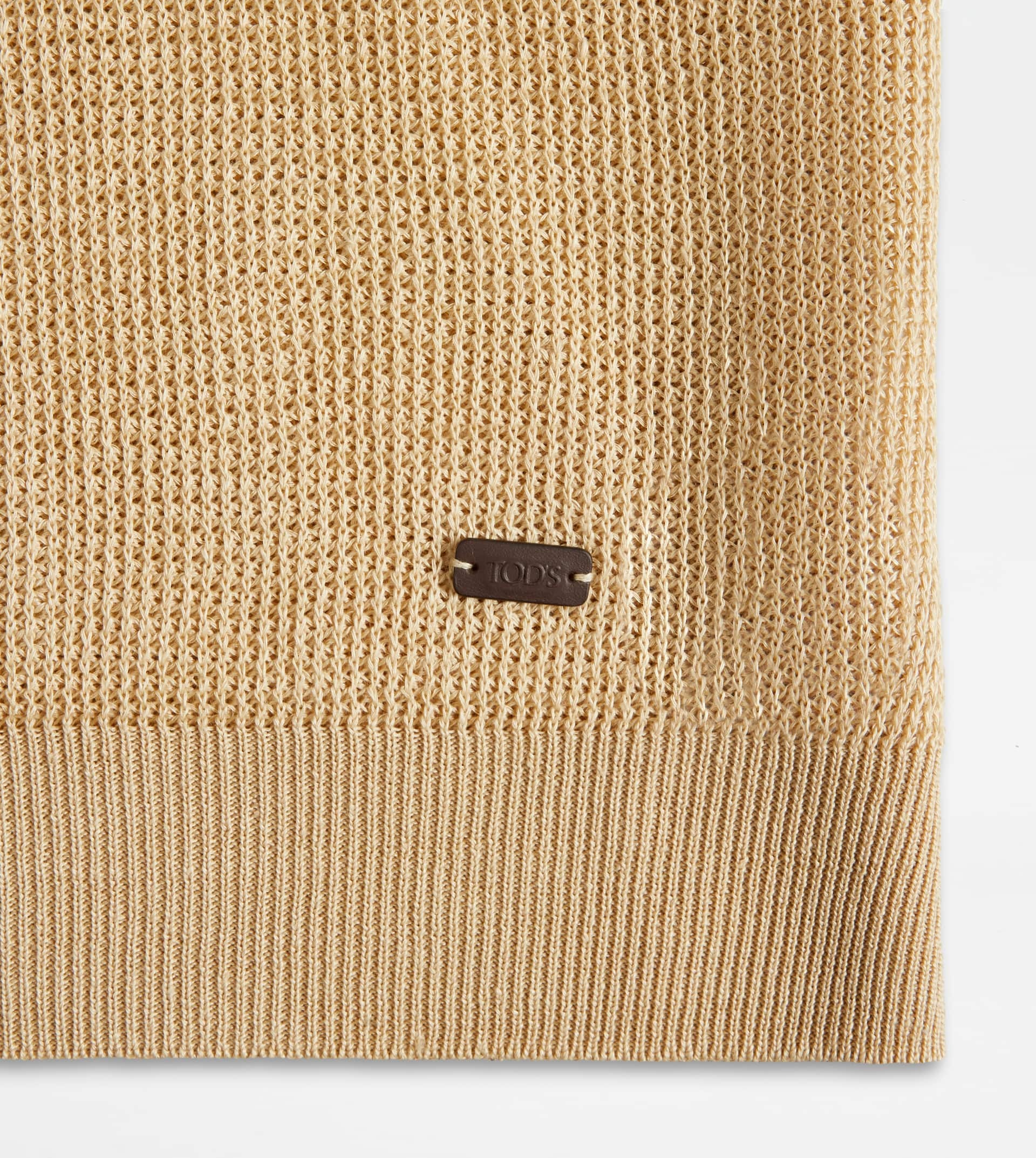 POLO SHIRT IN LINEN KNIT - BEIGE, WHITE - 2