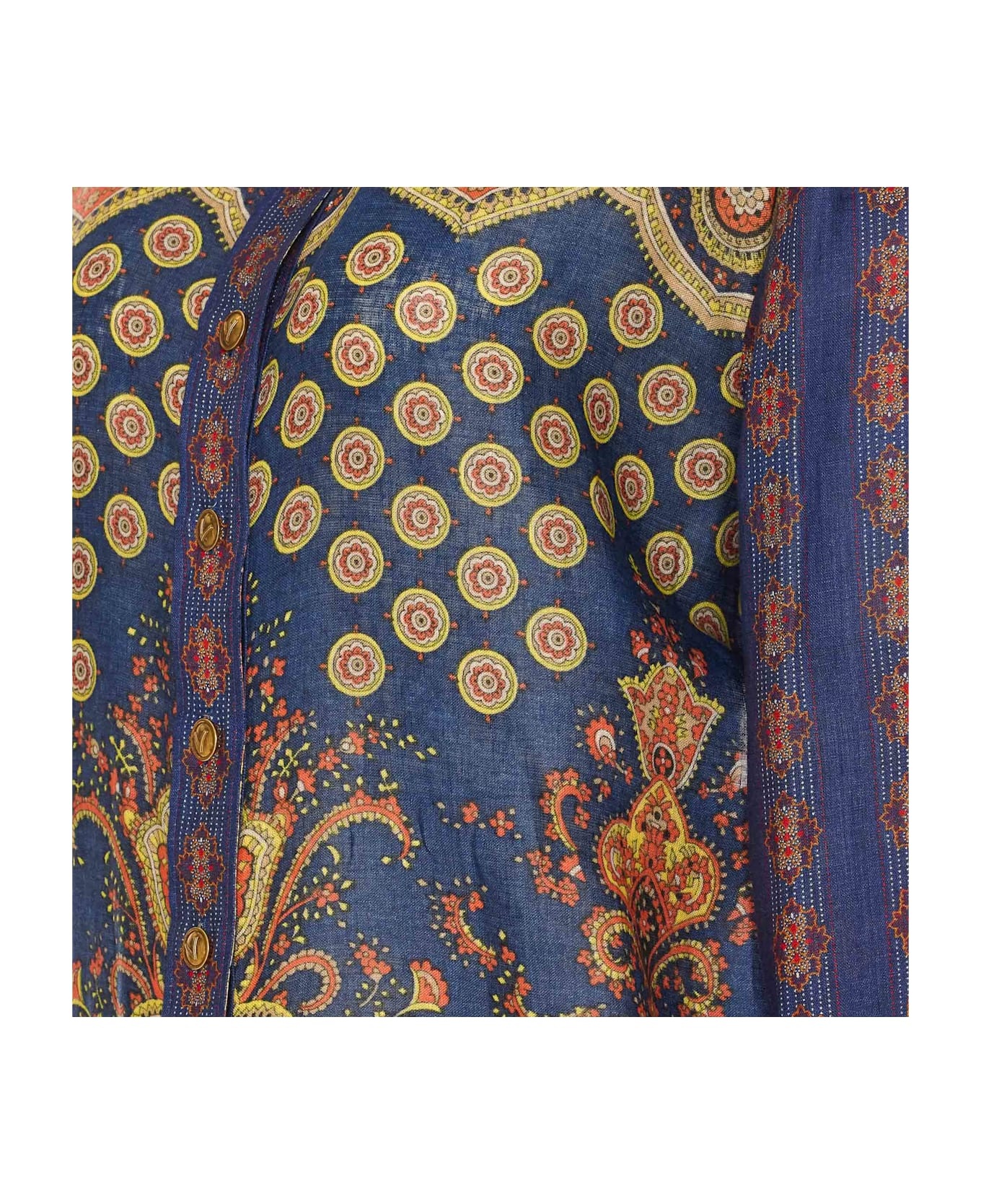 Paisley Linen Shirt With Medaglioni Voyage Imaginaire Pattern - 3