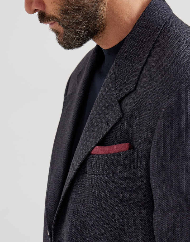 Silk pocket square with striped border 3
