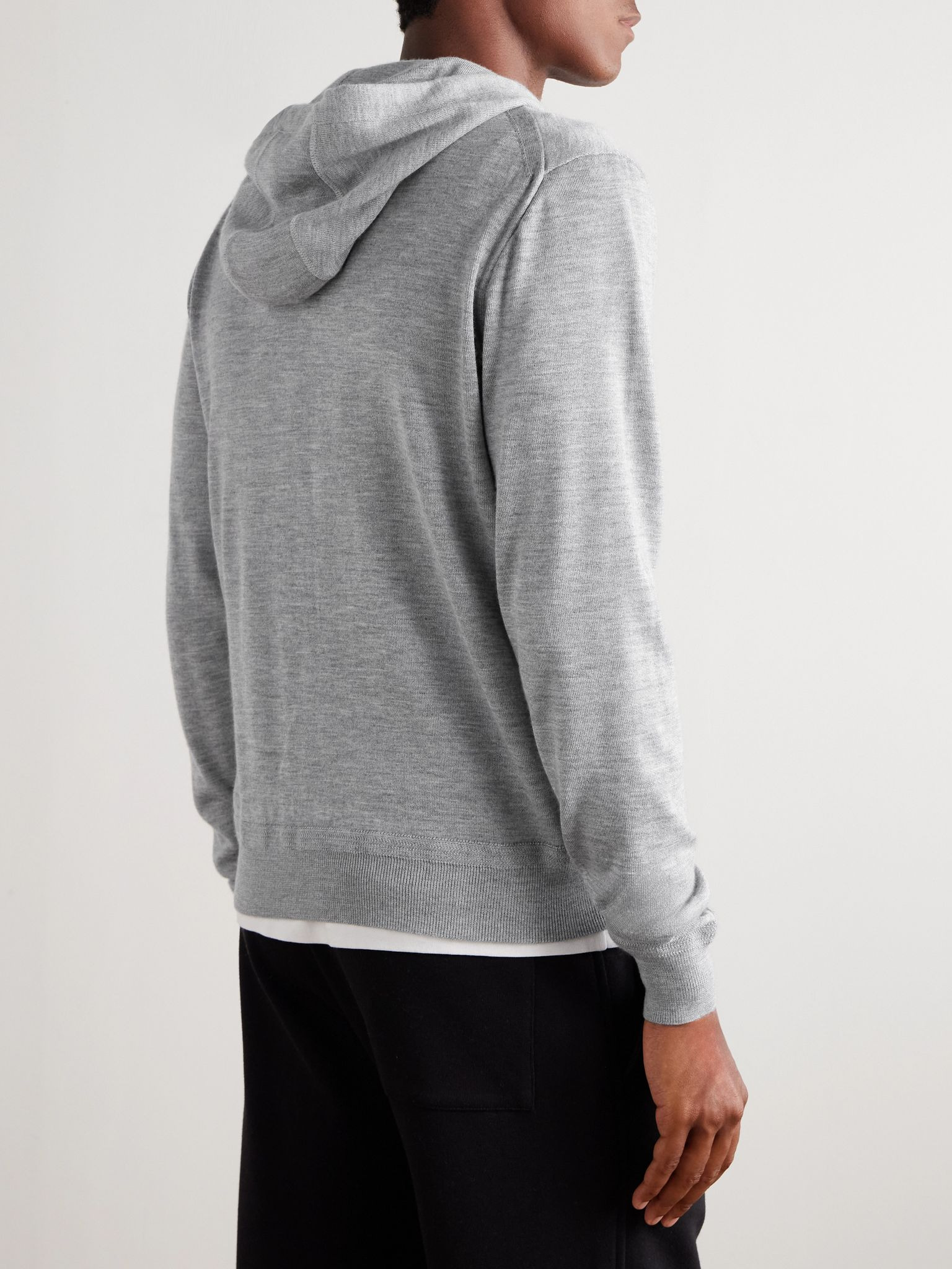 Cashmere and Silk-Blend Zip-Up Hoodie Gray - 3