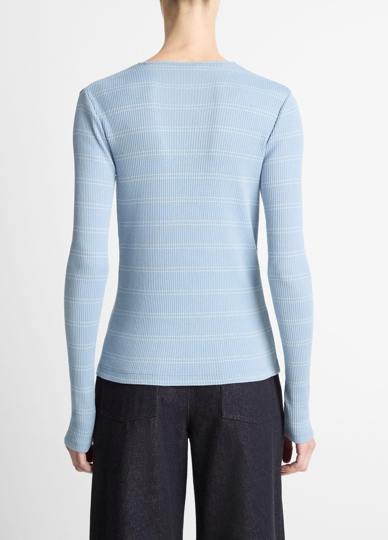 Vince Striped Ribbed Pima Cotton Long-Sleeve T-Shirt outlook