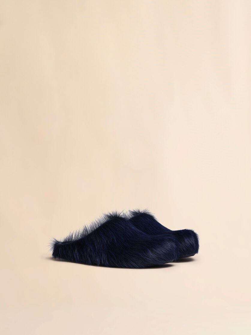 BLUE LONG HAIR CALFSKIN FUSSBETT SABOT - 2