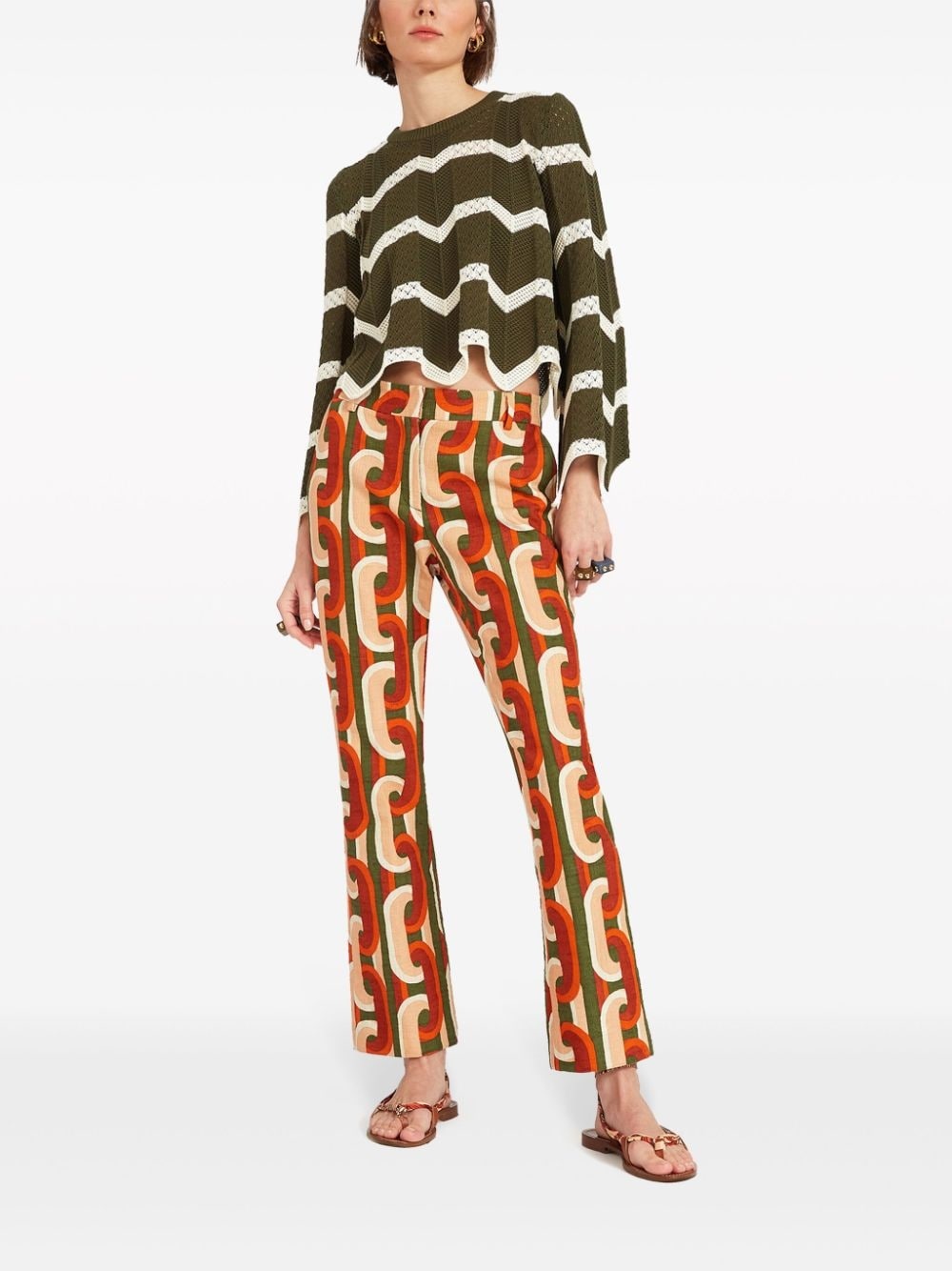 24/7 Prometheus-print kick-flare trousers - 2