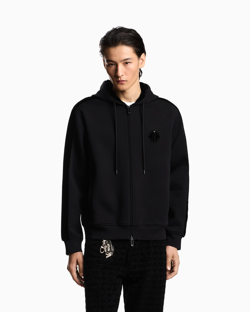 EMPORIO ARMANI LUNAR NEW YEAR DOUBLE-JERSEY HOODED ZIP-UP SWEATSHIRT WITH PATCH AND TAPE outlook