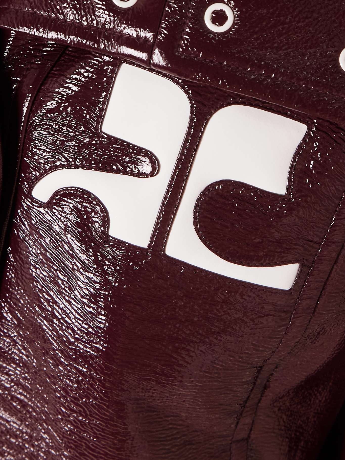 Reedition appliquéd coated cotton-blend jacket Burgundy - 5
