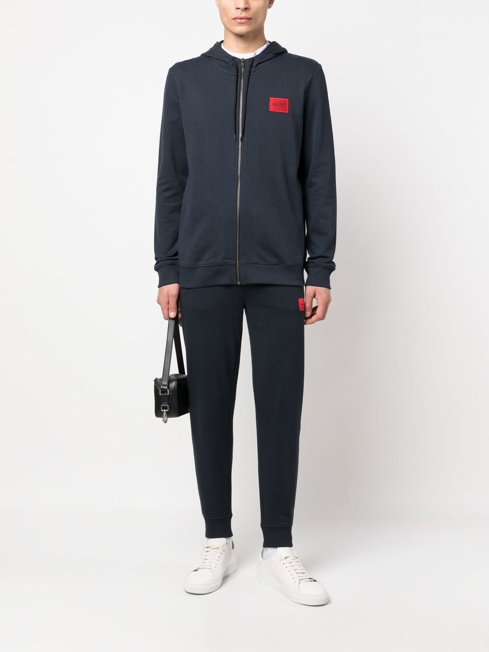 chest logo-patch hoodie - 2