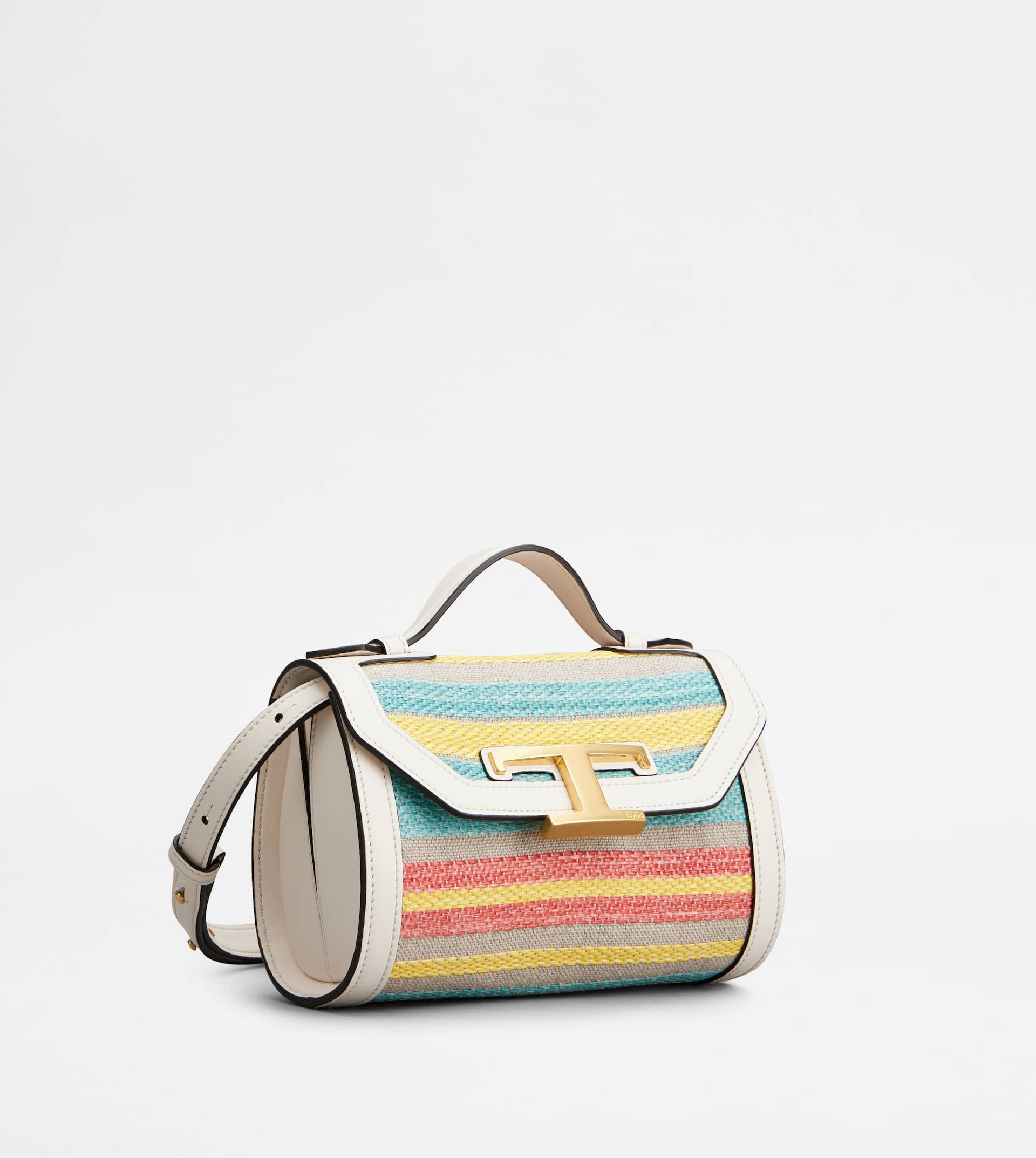T TIMELESS CROSSBODY BAG IN FABRIC AND LEATHER MICRO - OFF WHITE, LIGHT BLUE, YELLOW - 5