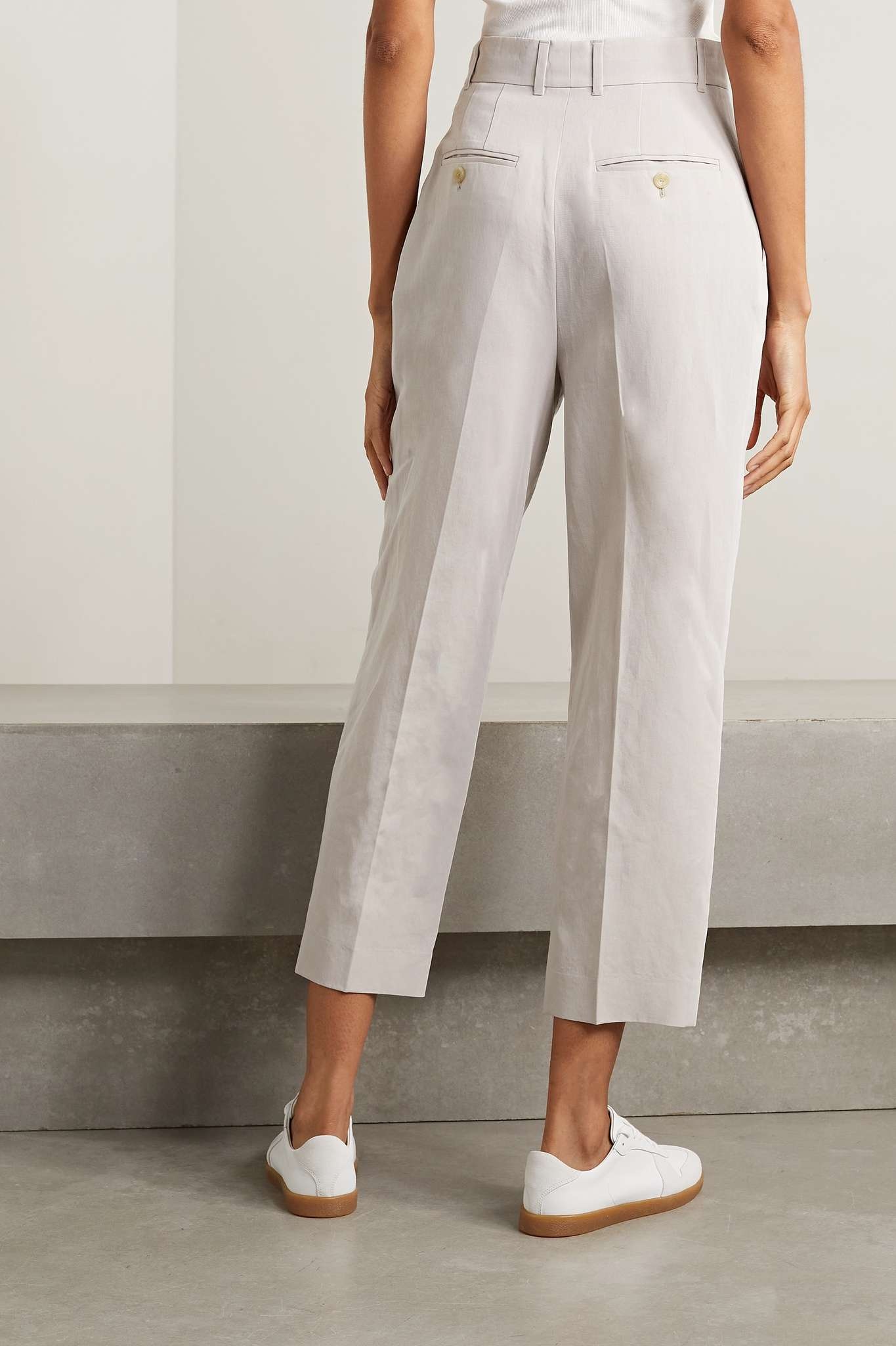 Wybie cropped pleated wool-blend twill wide-leg pants - 3