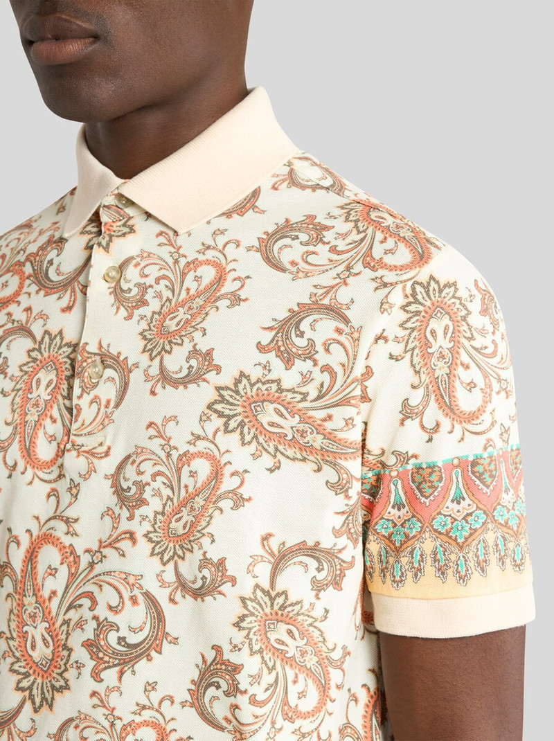 Etro COTTON POLO SHIRT WITH PLACED PRINT outlook