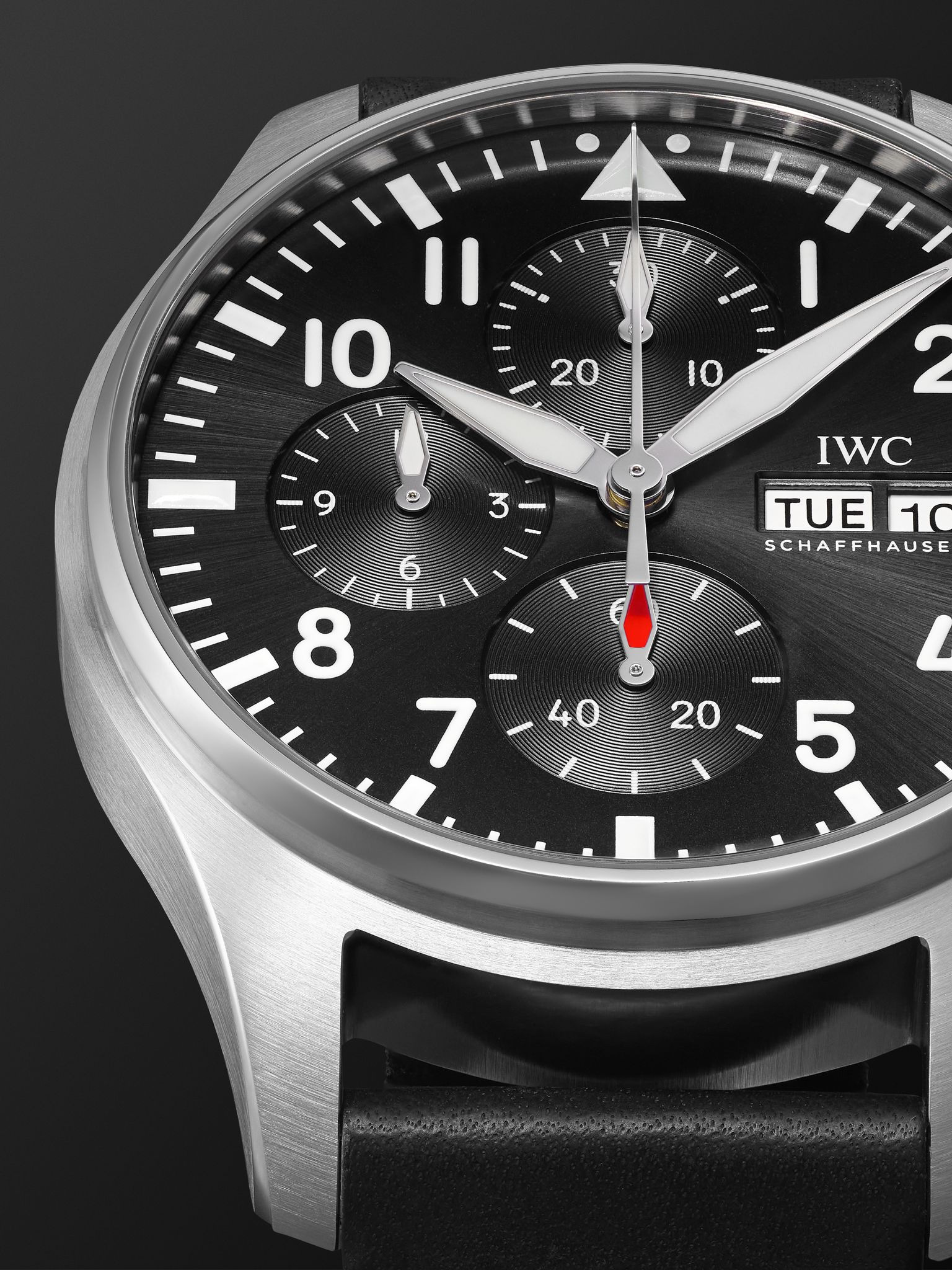 Pilot's Automatic Chronograph 43mm Stainless Steel and Leather Watch, Ref. No. IWIW378001 Black - 6