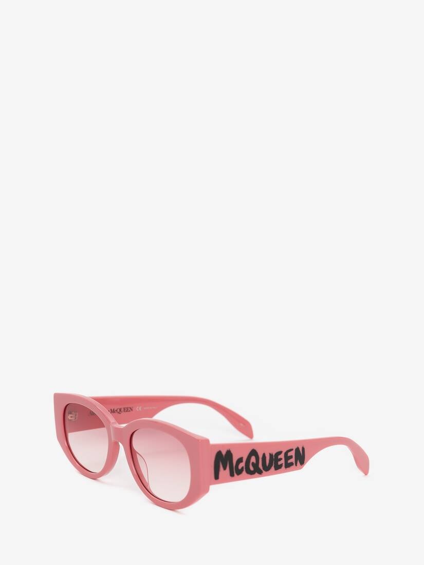 Mcqueen Graffiti Oval Sunglasses in Pink - 3