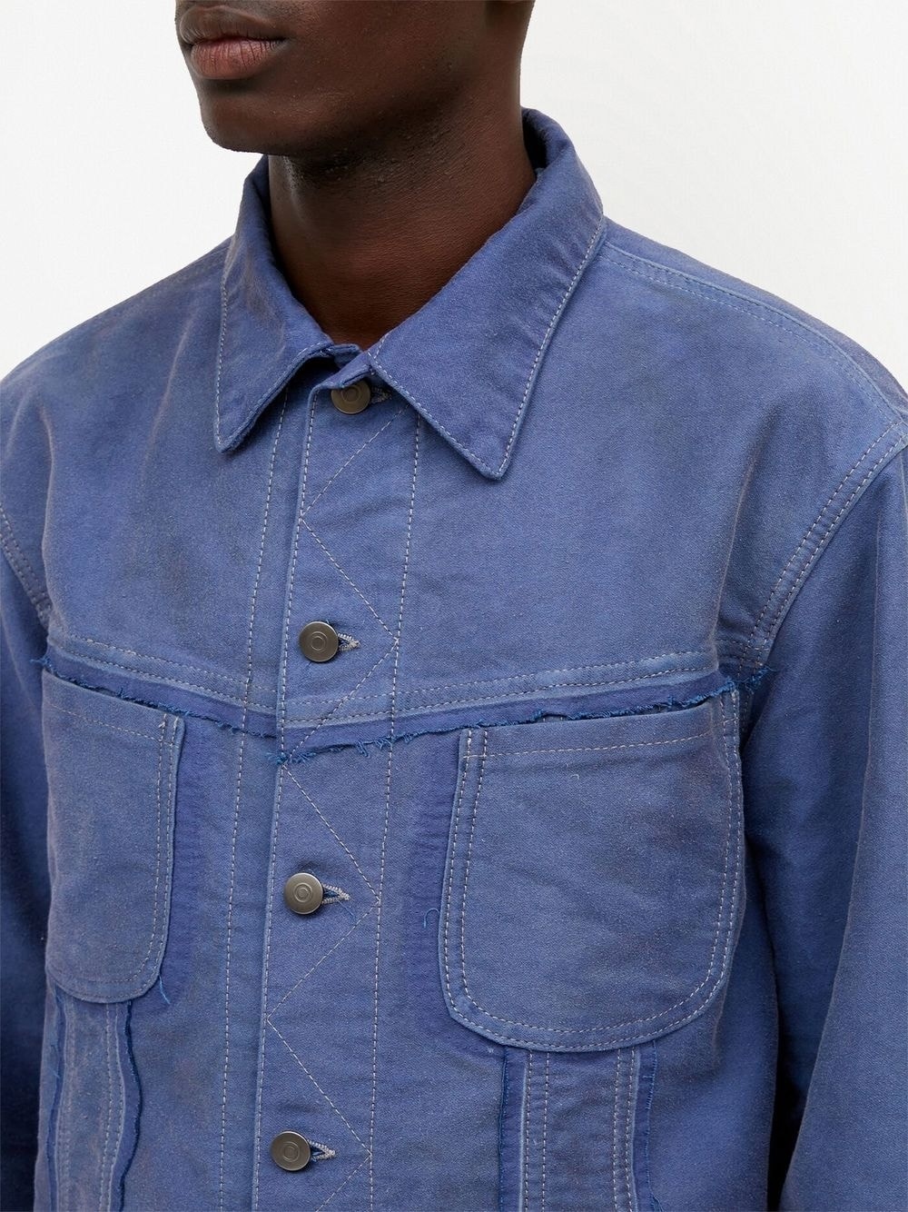 frayed denim jacket - 4