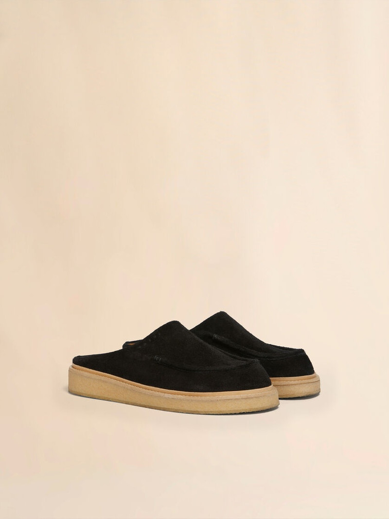 BLACK SUEDE SABOT WITH PARA RUBBER SOLE 2