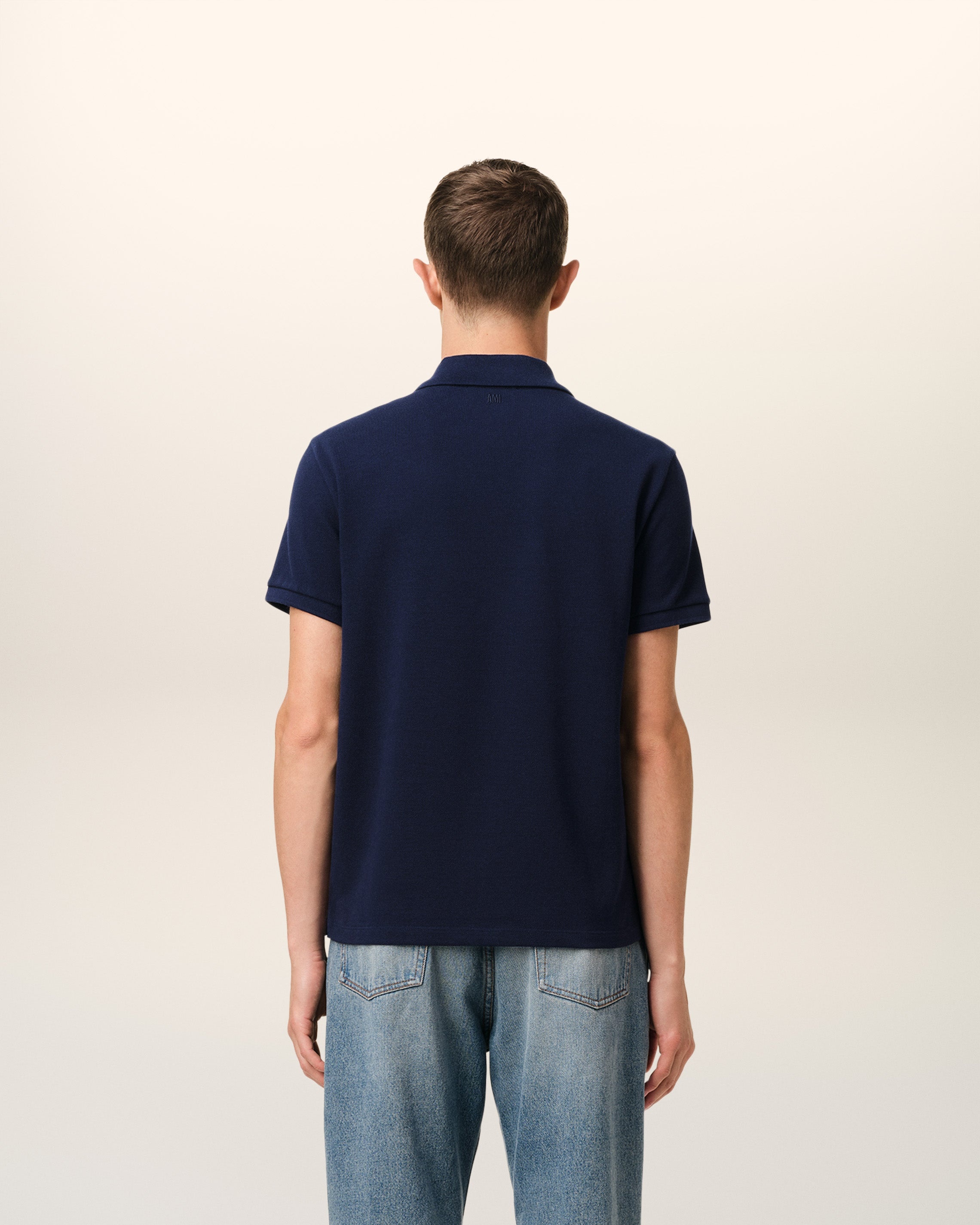 NAVY COTTON AMI DE COEUR POLO SHIRT - 5