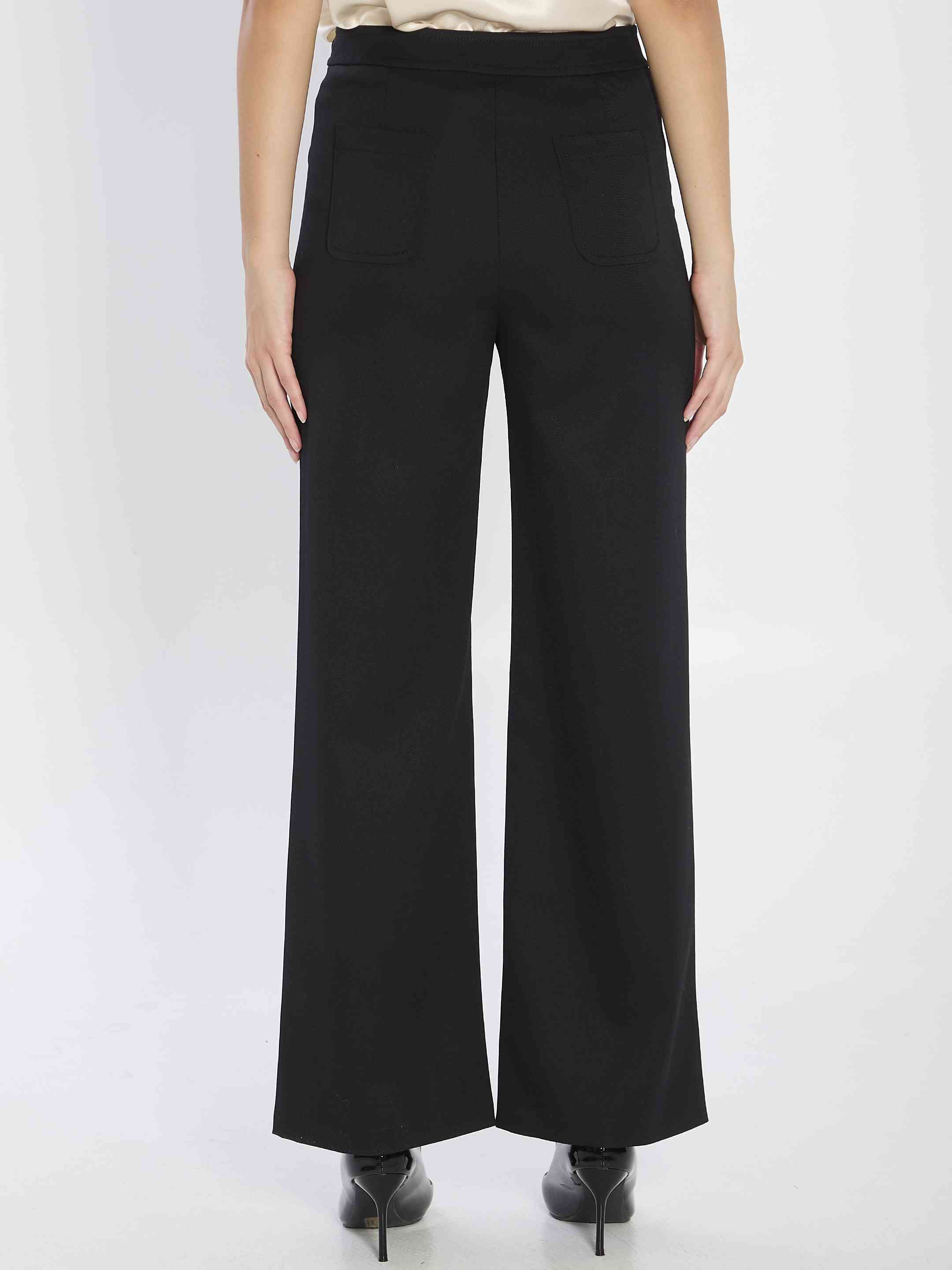 Celine Women Wool Trousers With A Diagonal Weave - 4