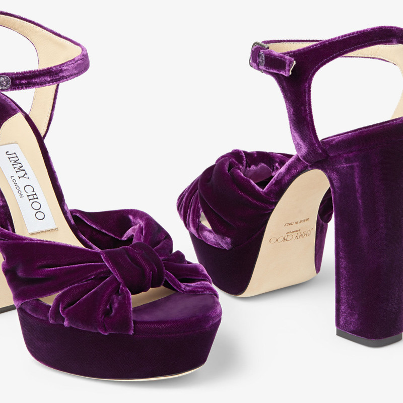 Heloise 120 Cassis Velvet Platform Sandals 4