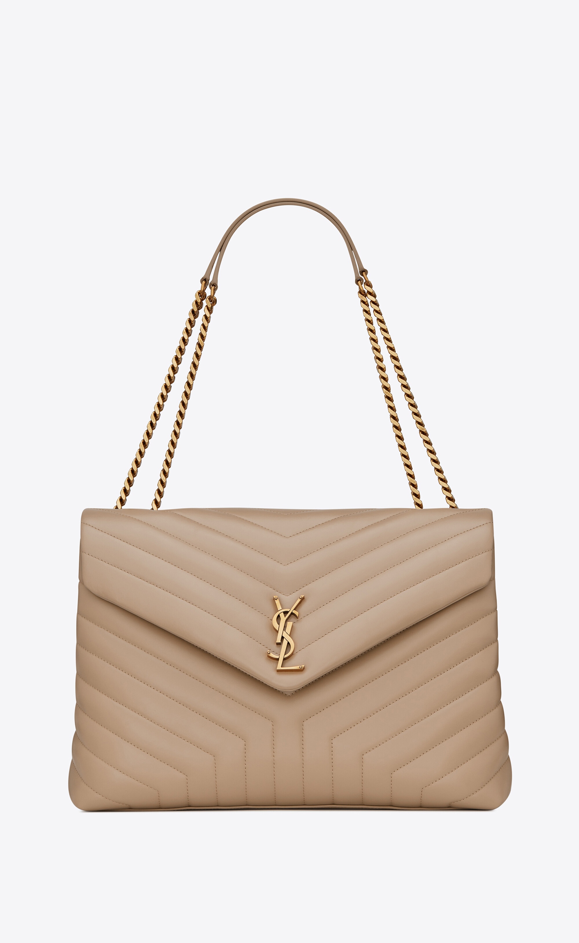 loulou large chain bag in quilted y leather