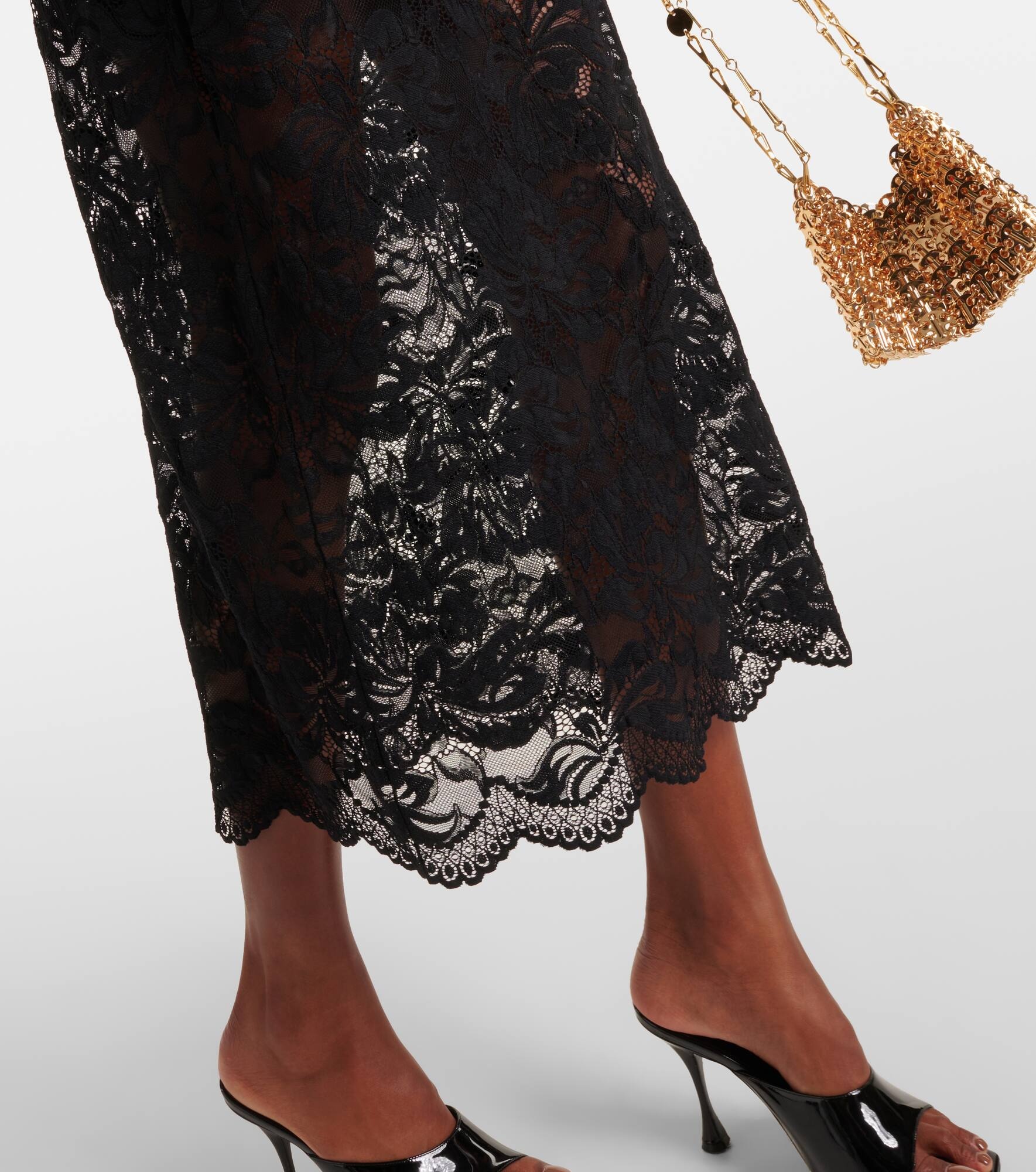 Floral lace midi skirt - 5