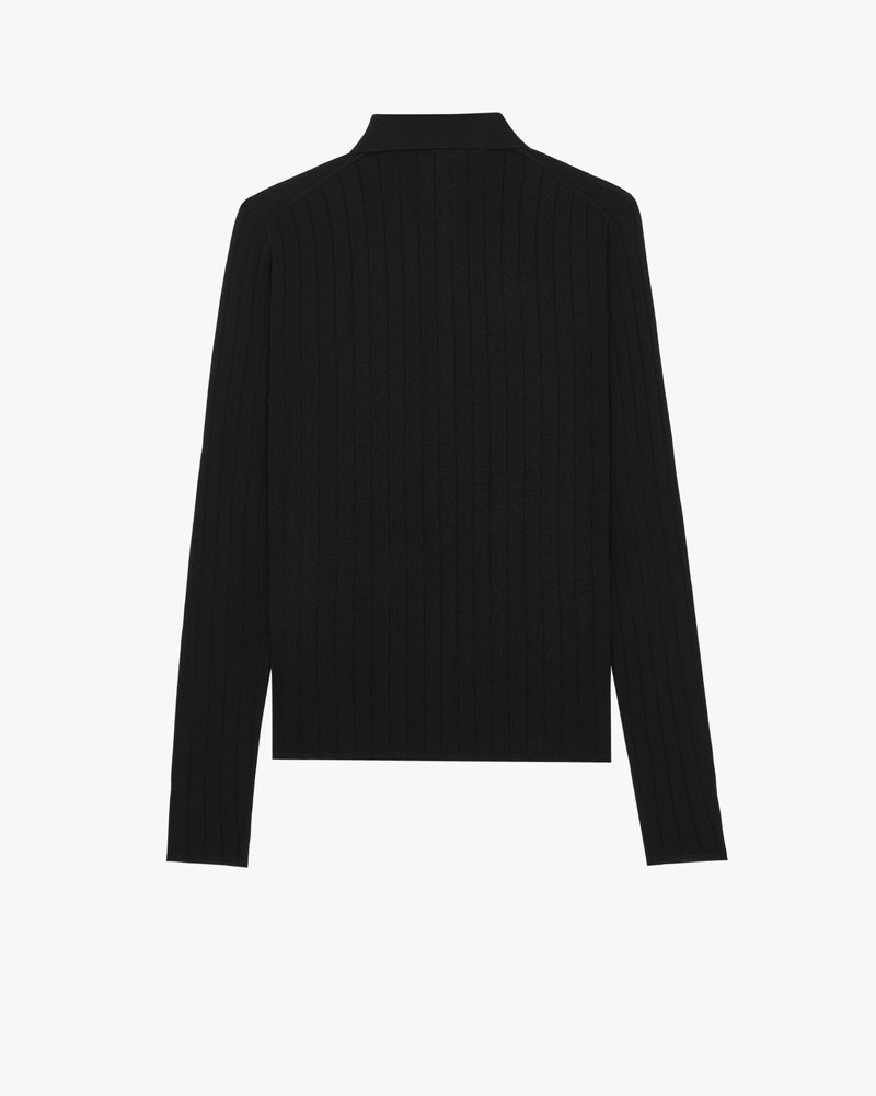 SAINT LAURENT POLO IN POINTELLE FLAT-RIB WOOL outlook