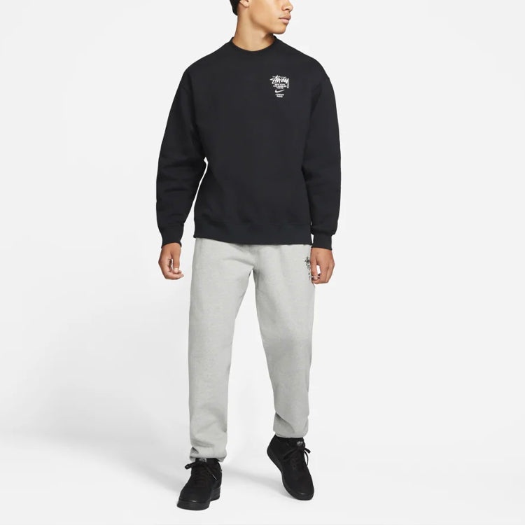 Stussy x Nike Crossover Embroidered Alphabet Logo Loose Pullover Round Neck Fleece Lined Unisex Asia - 3