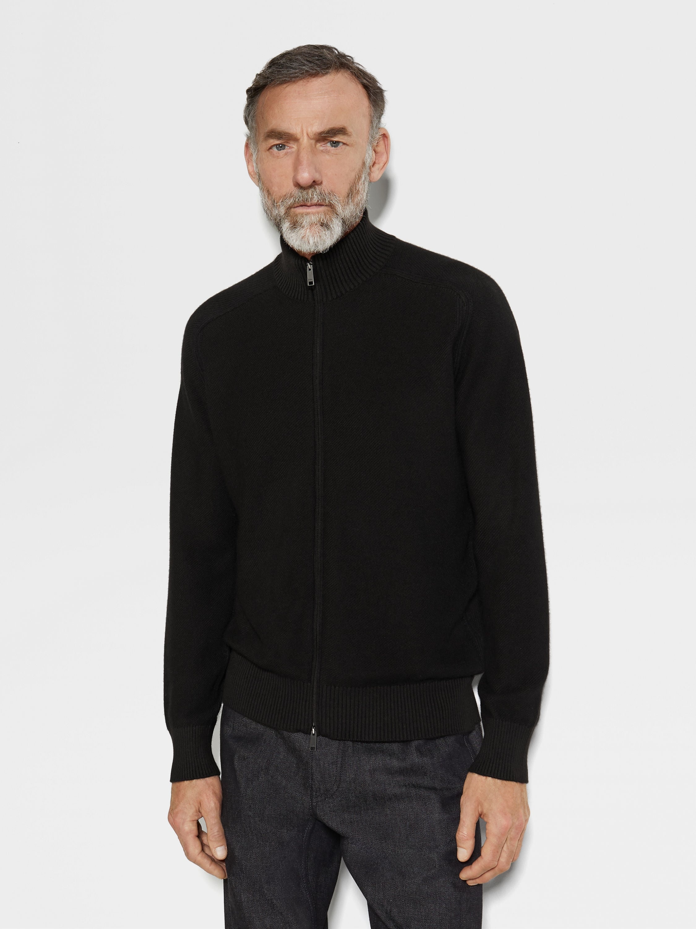 BLACK CASHSETA FULL ZIP CARDIGAN - 3