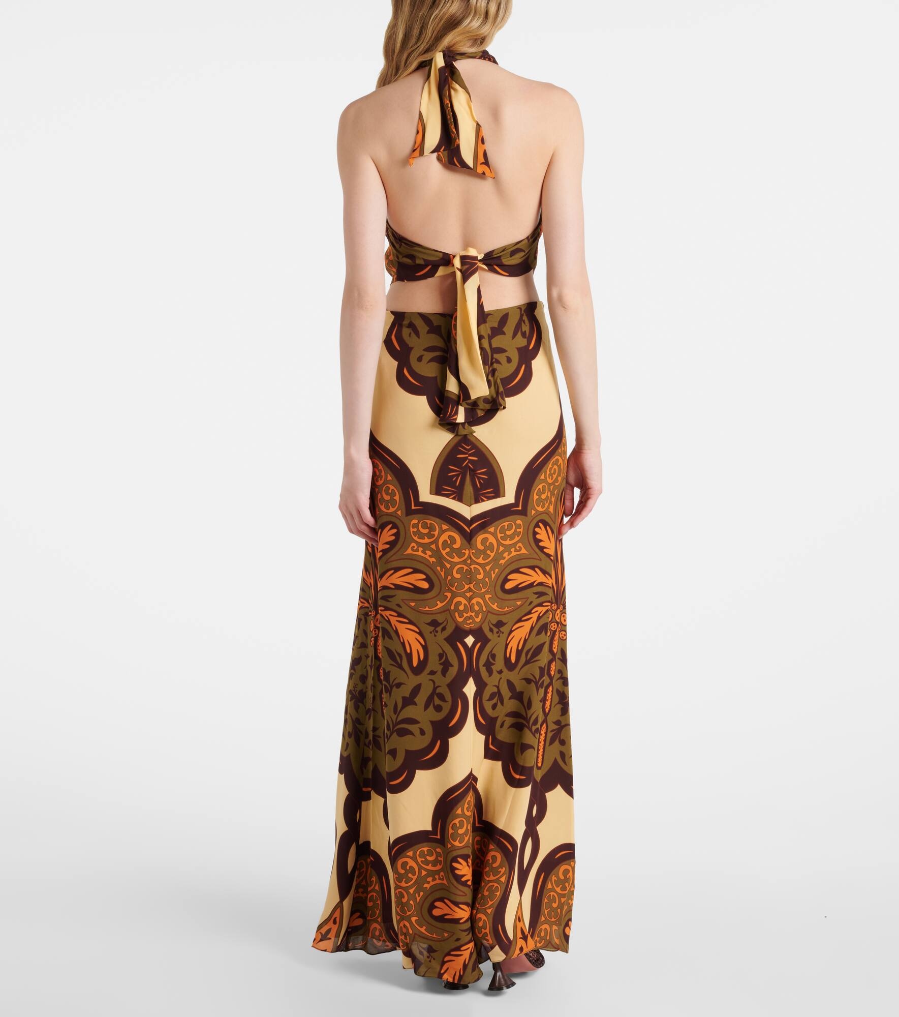 Halterneck printed silk maxi dress - 3