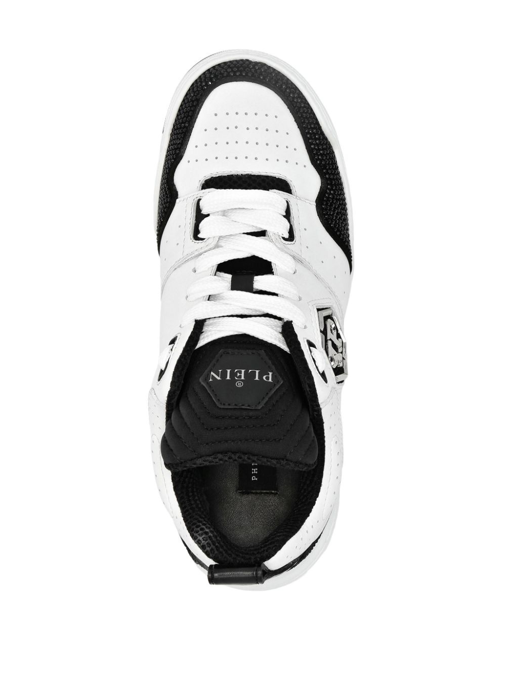 crystal-embellished leather sneakers - 3