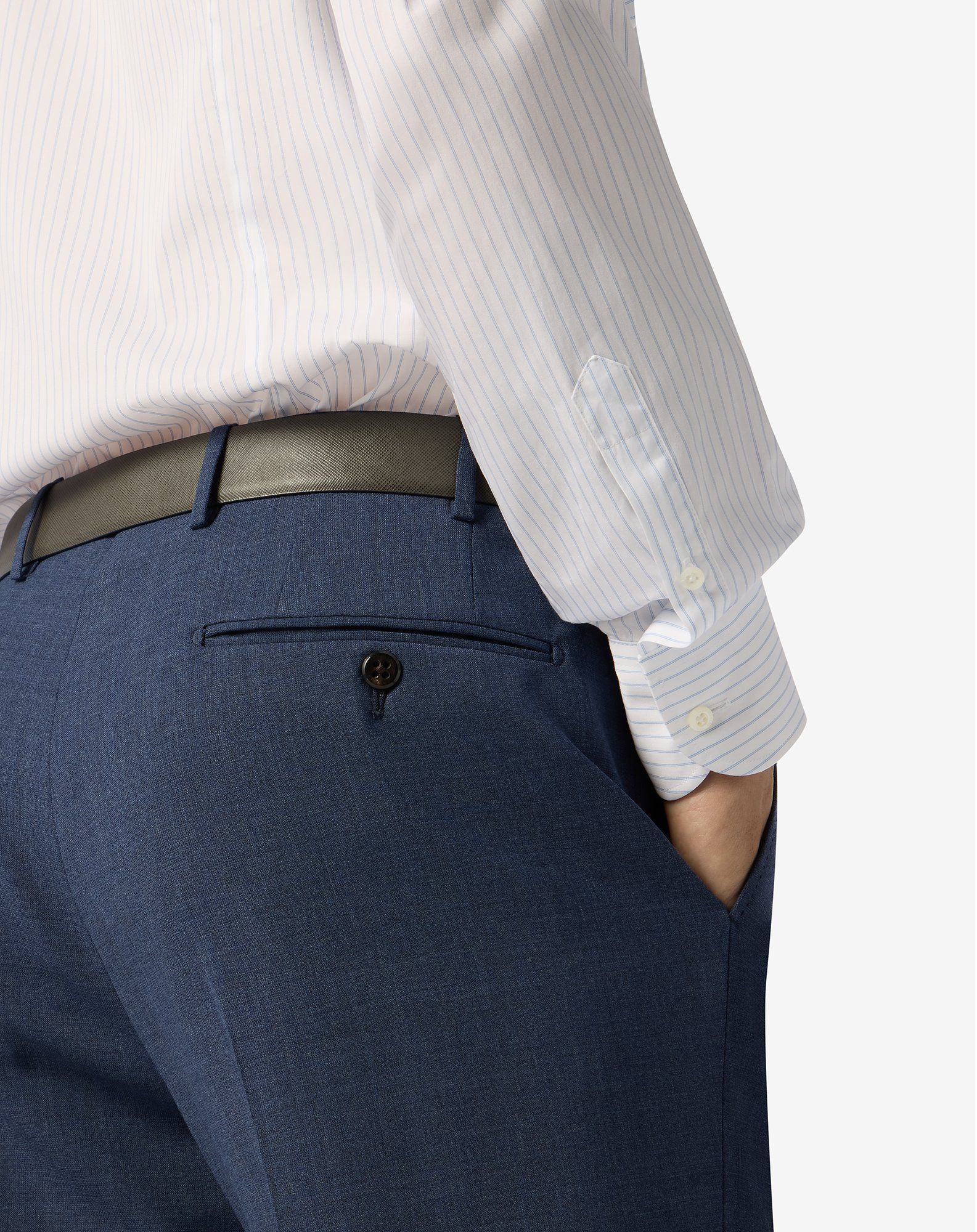 Blue stretch wool bengaline trousers - 5