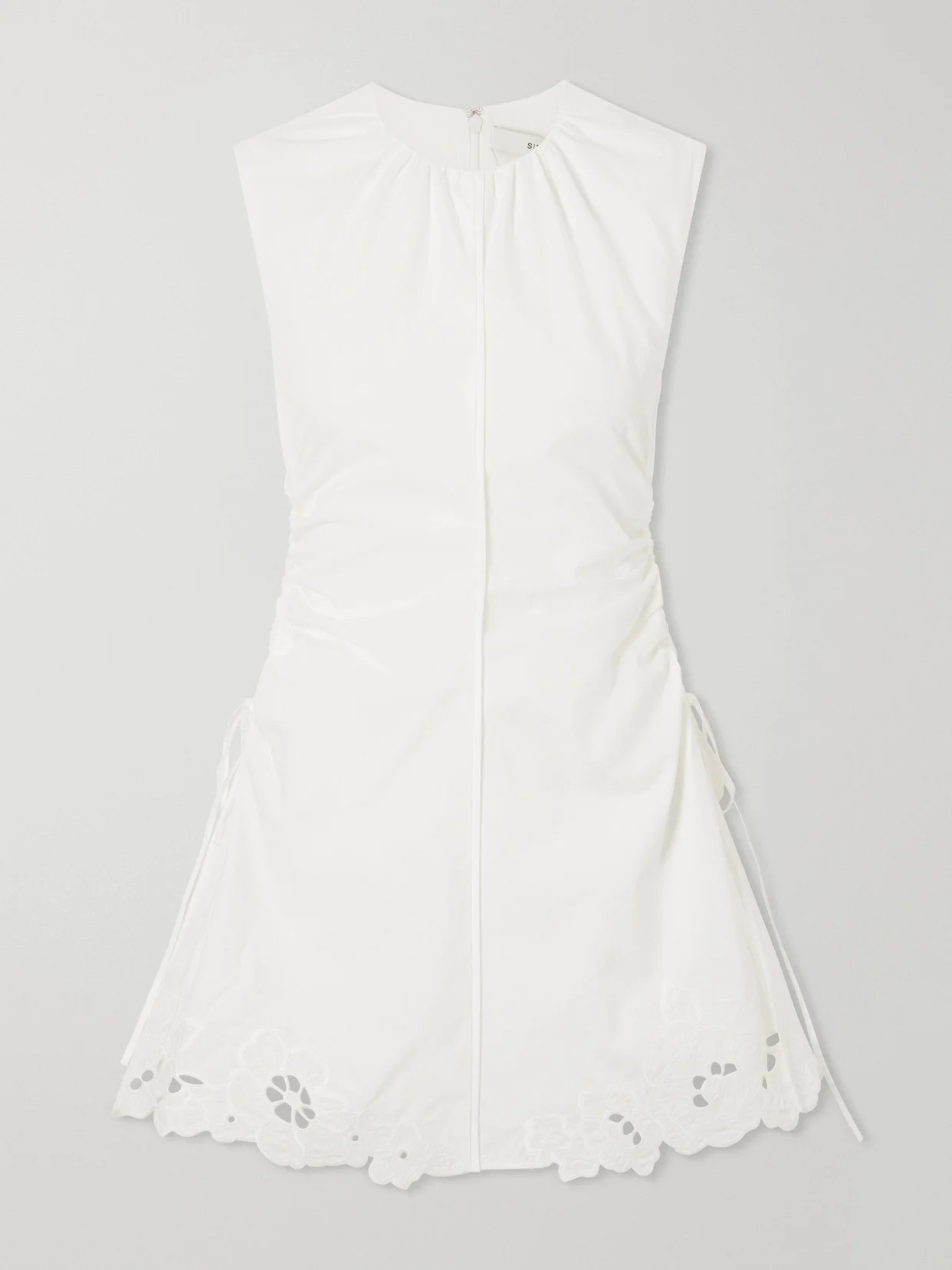 Klara Ruched Broderie Anglaise Cotton Mini Dress - 1