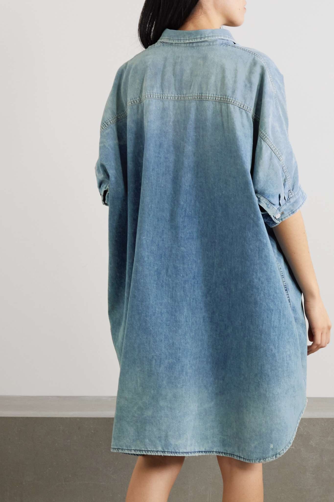 Distressed denim shirt dress - 3