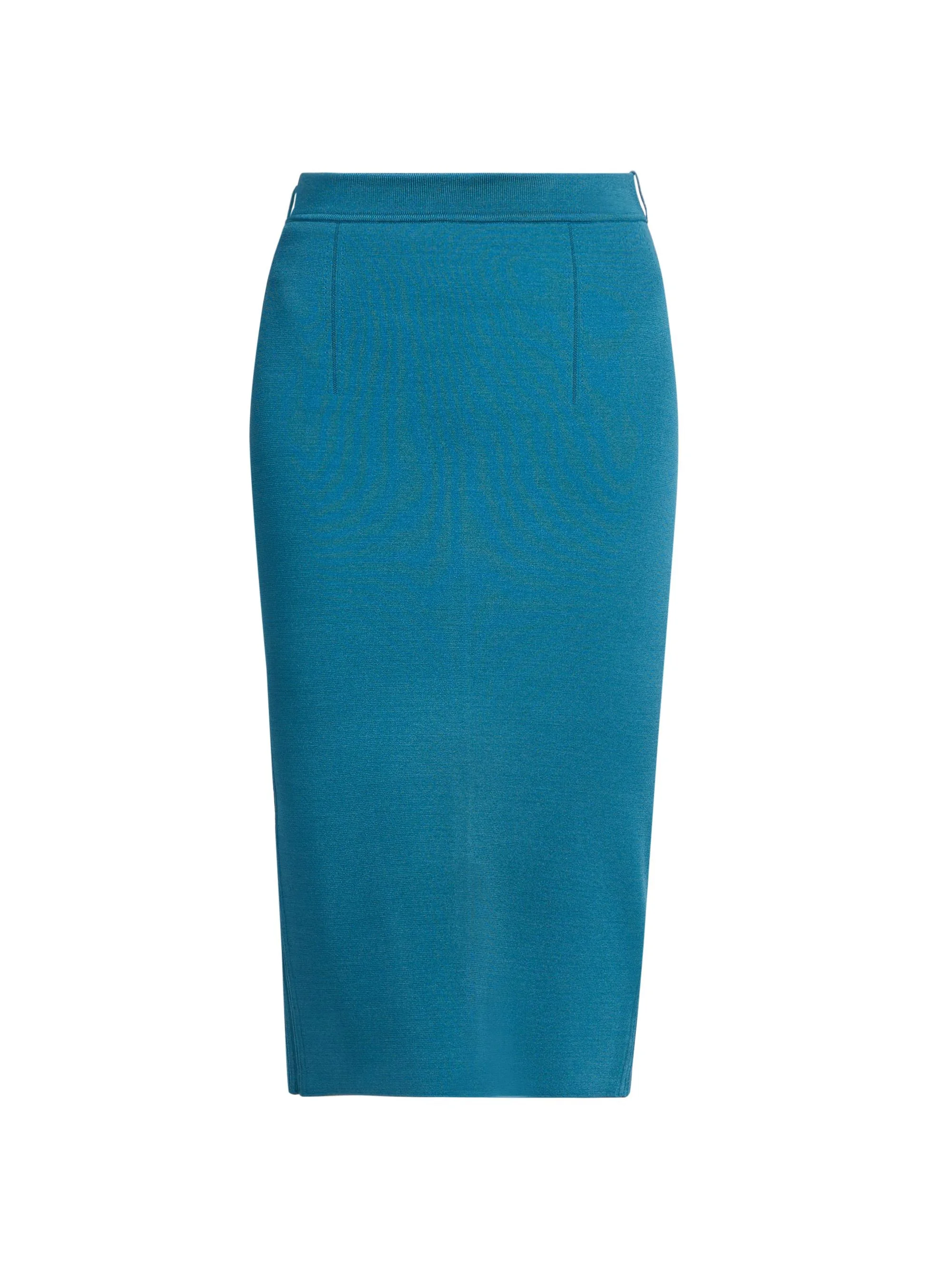Women's Stretch Knit Knee-Length Skirt - Deep Teal - 1