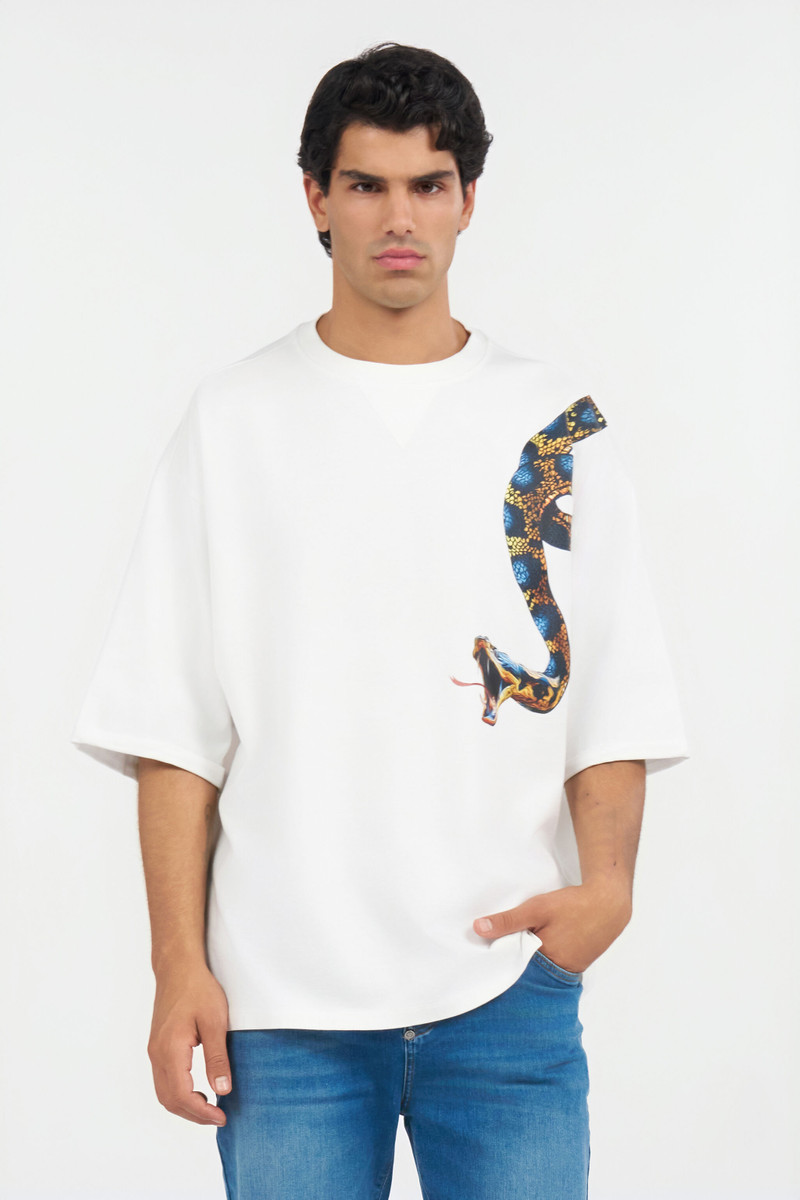 Oversized T-shirt with Snake Print 3
