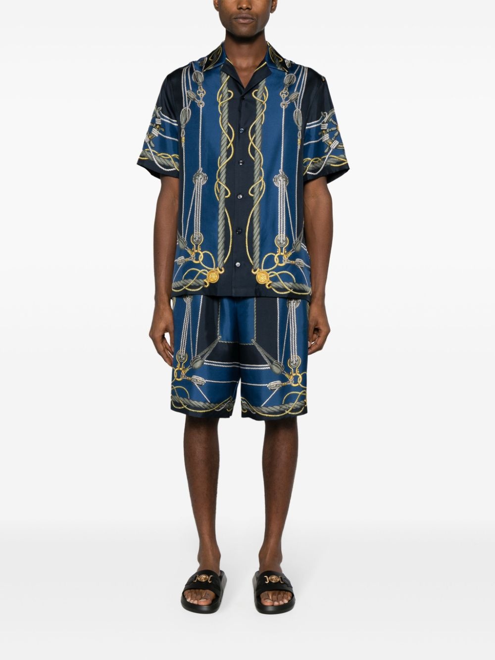 nautical-print silk shorts - 2