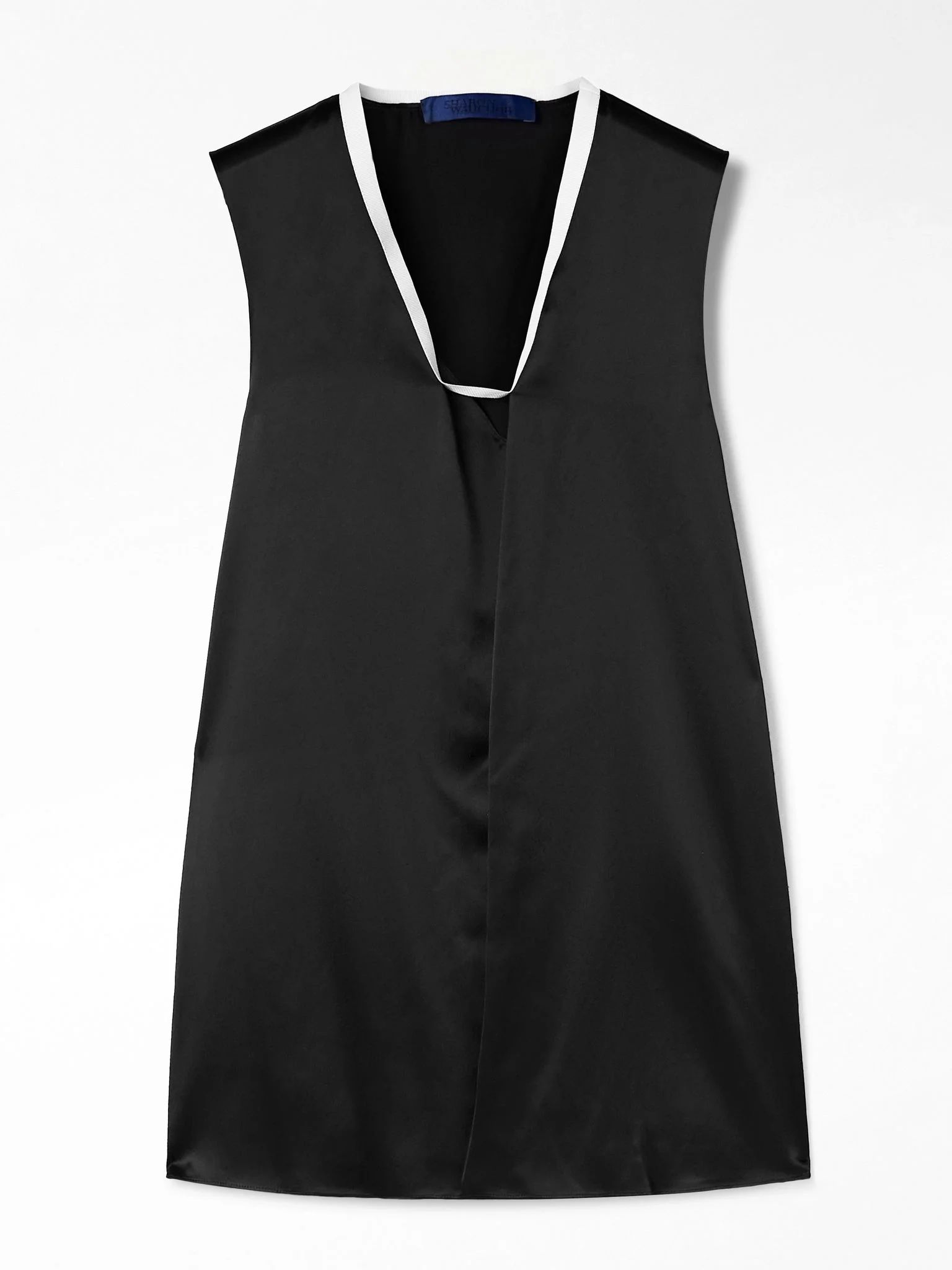Poutou grosgrain-trimmed silk top Black - 1