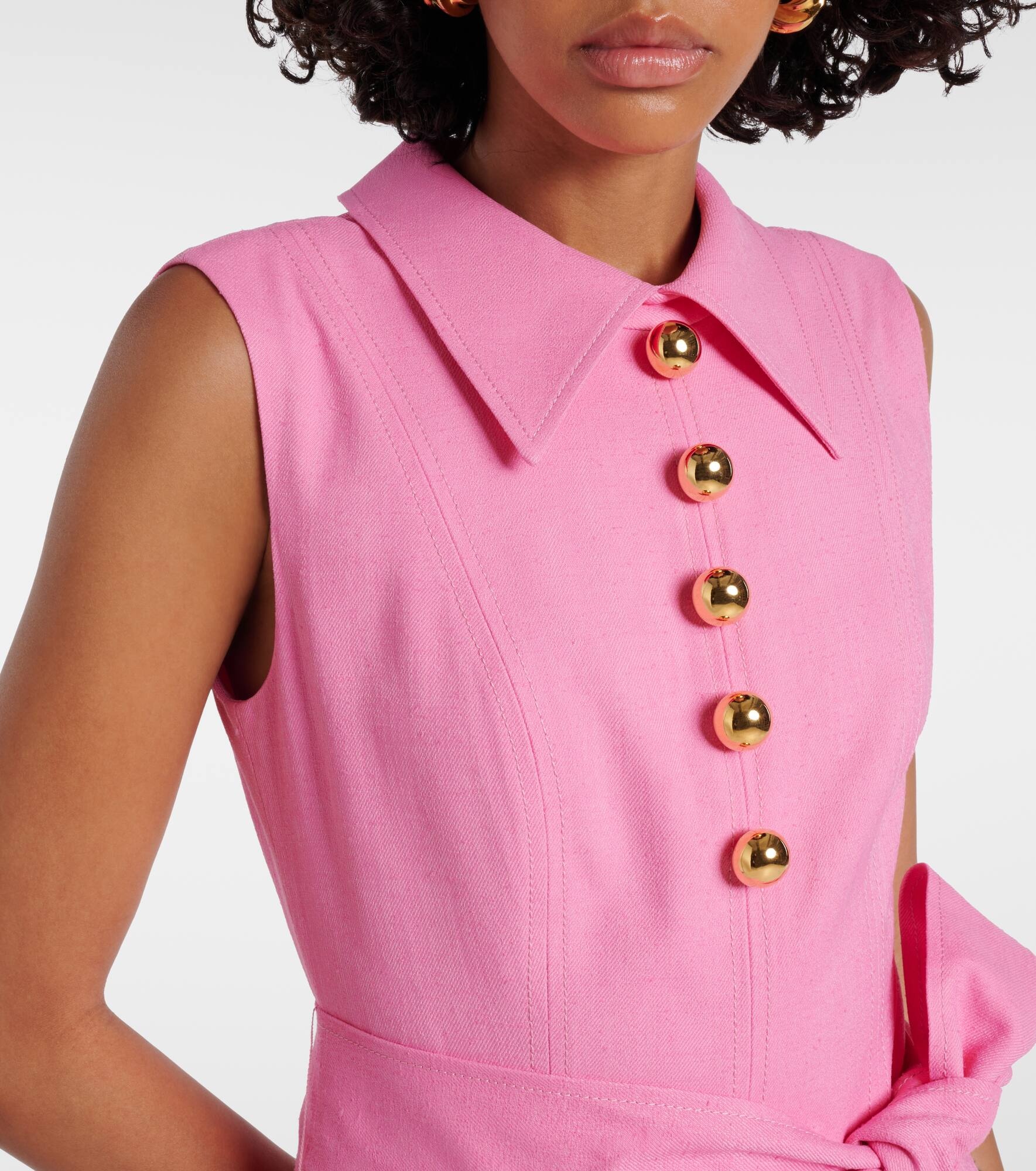 Belted twill midi dress - 4