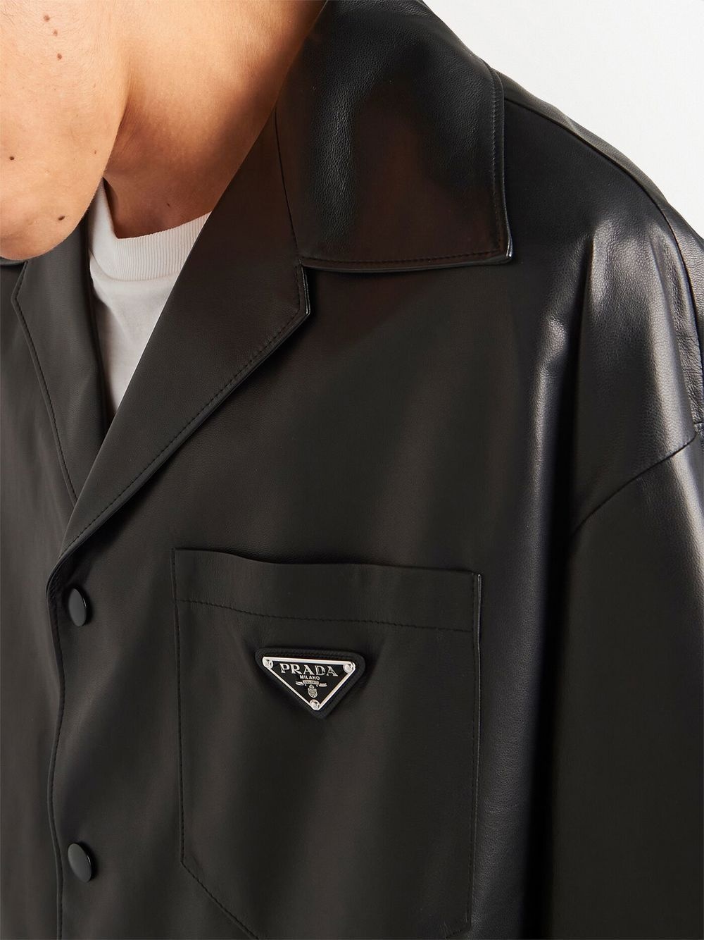 logo-plaque nappa-leather shirt - 5