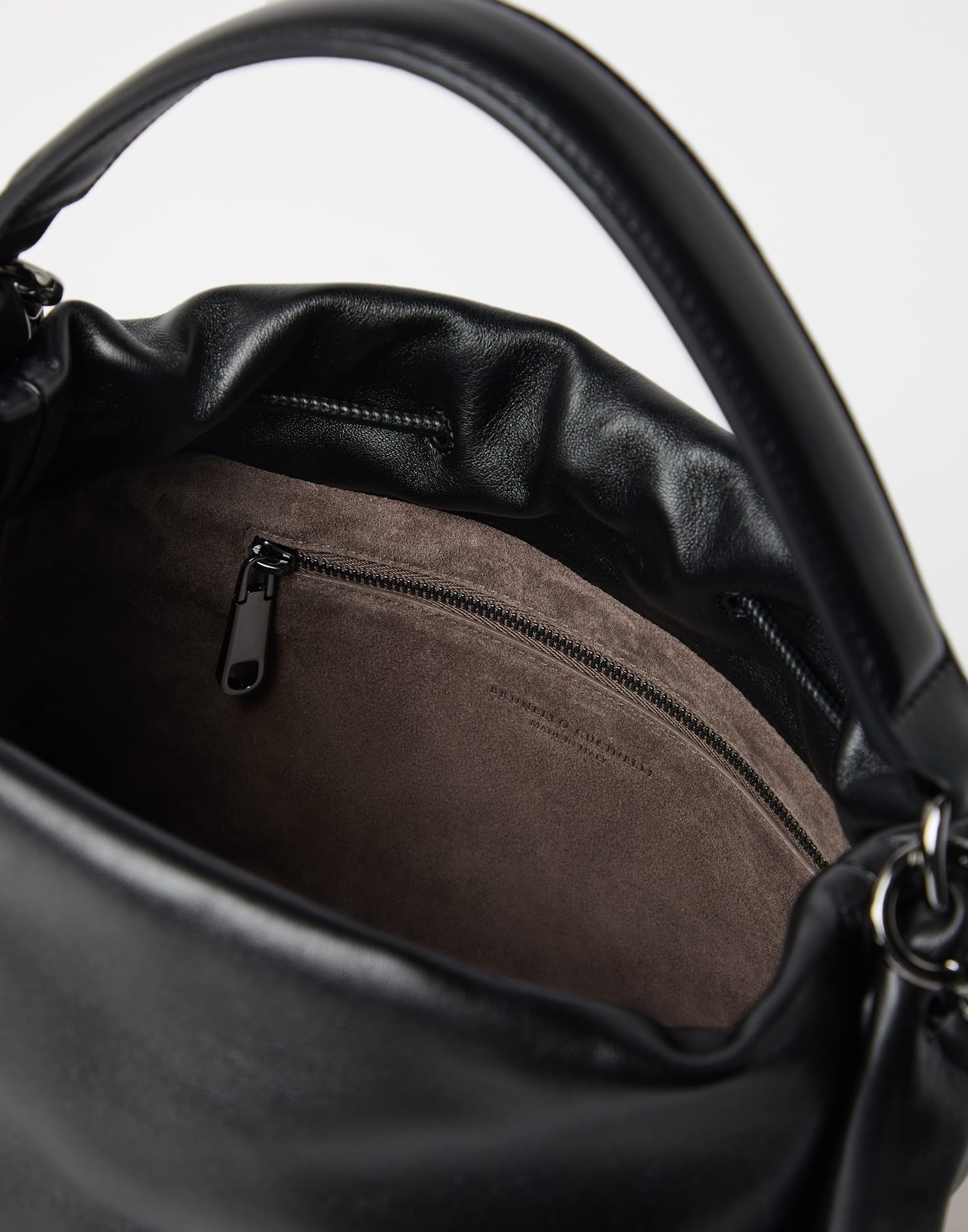 Soft leather bucket bag with monili - 5