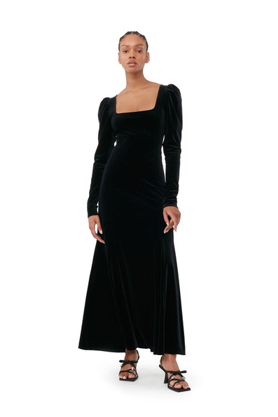 GANNI BLACK VELVET JERSEY MAXI DRESS outlook