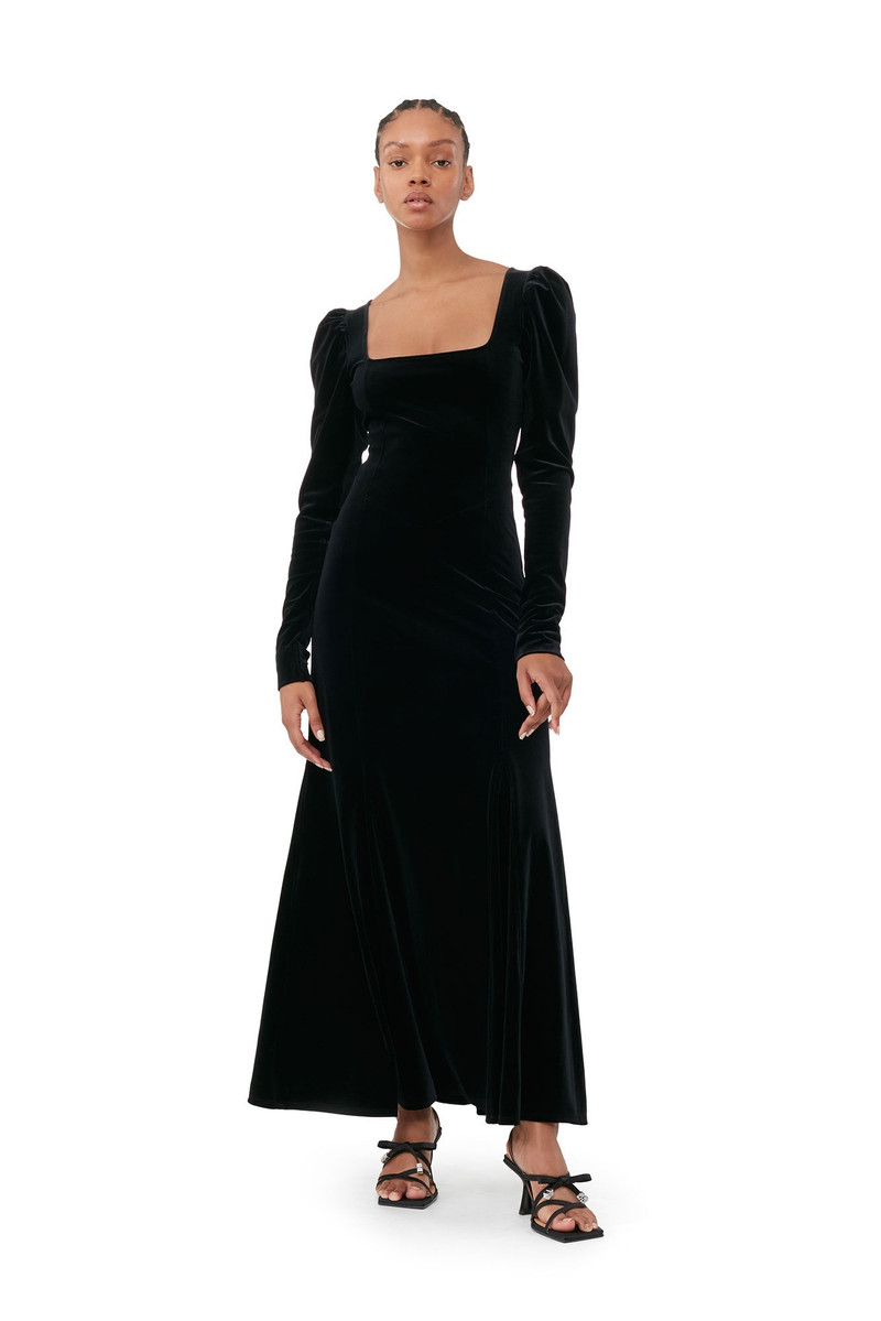BLACK VELVET JERSEY MAXI DRESS 3