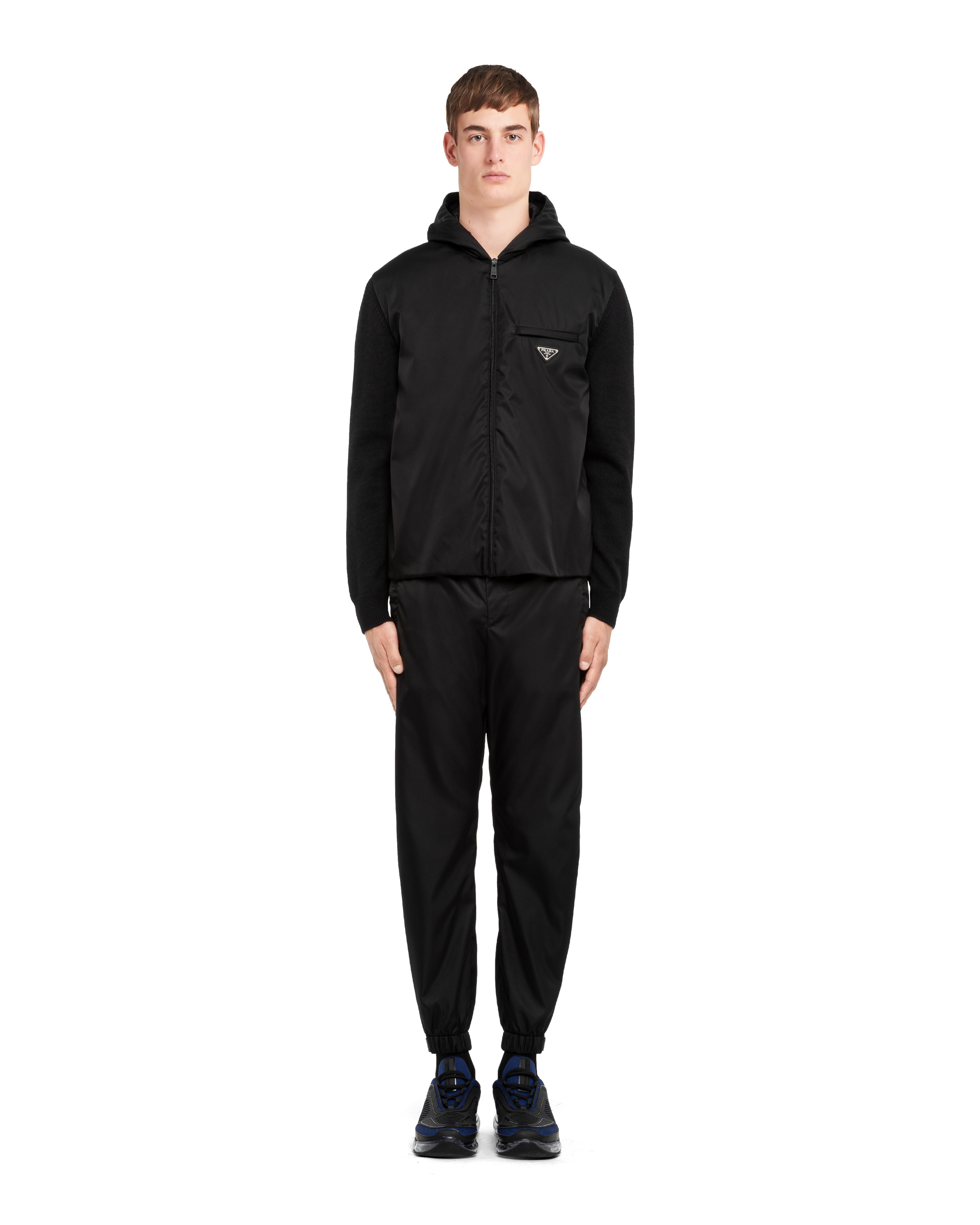 Wool and Re-Nylon gabardine hoodie - 2