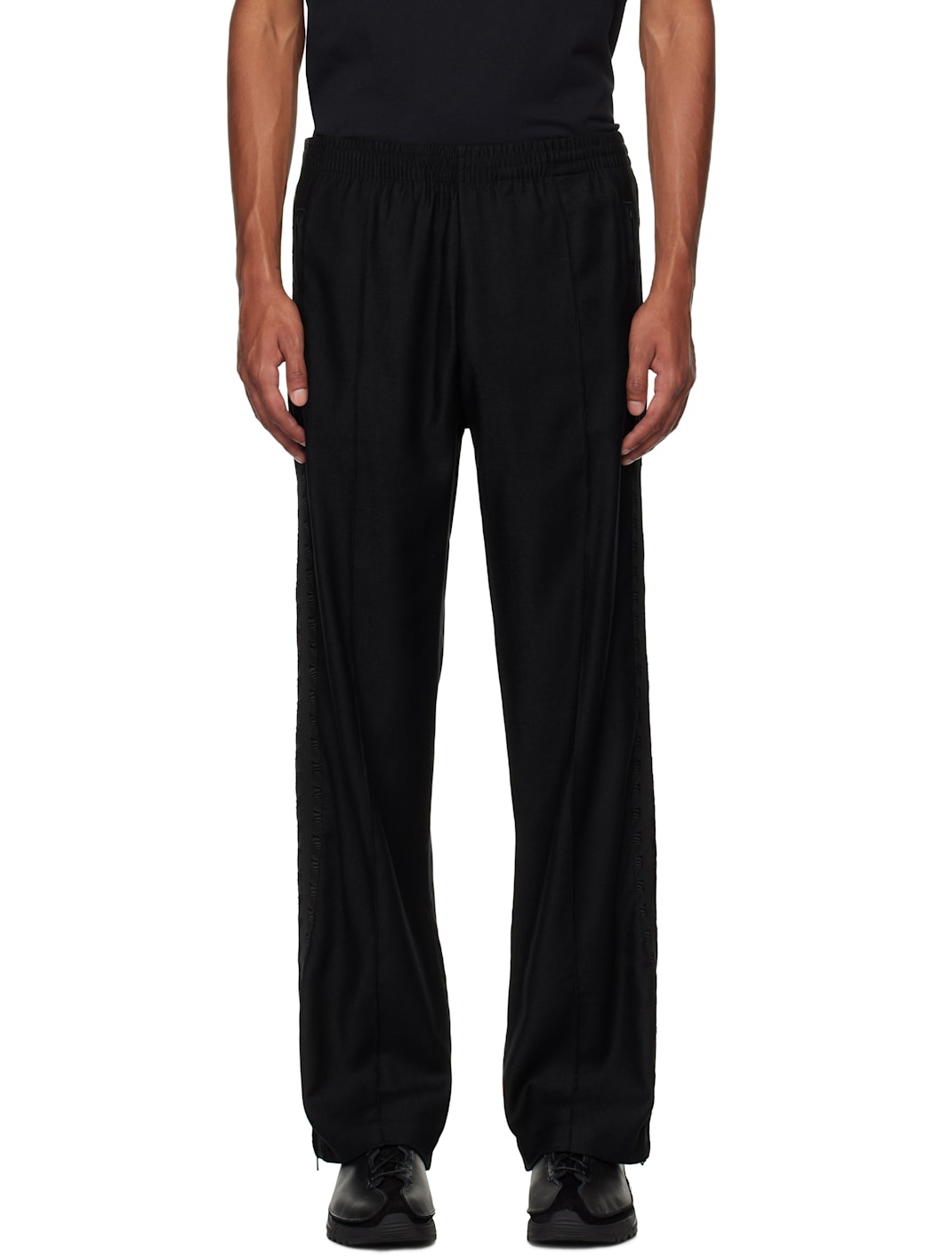 Black Canvas Jersey Track Pants - 1