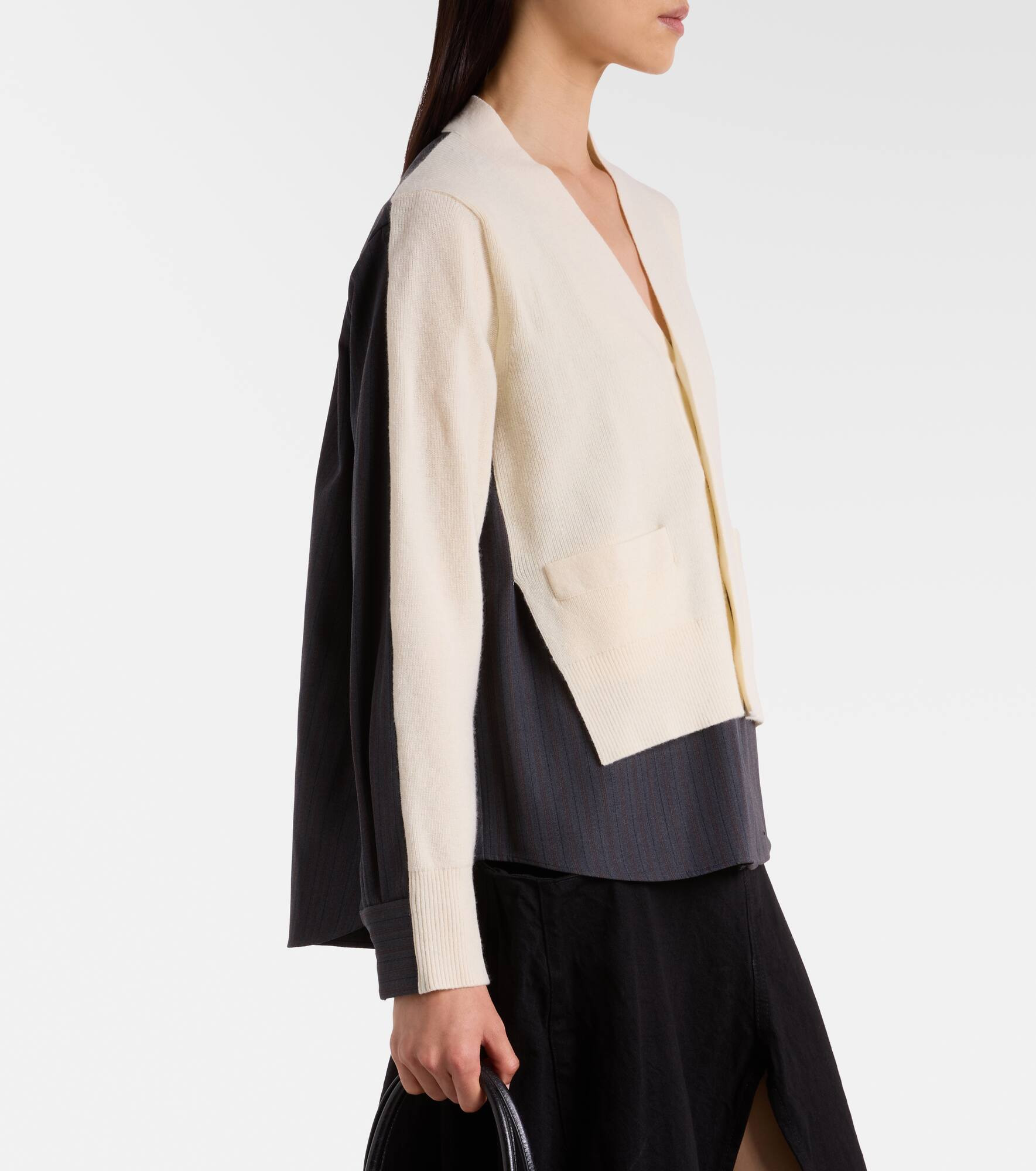 Striped layered wool cardigan - 6