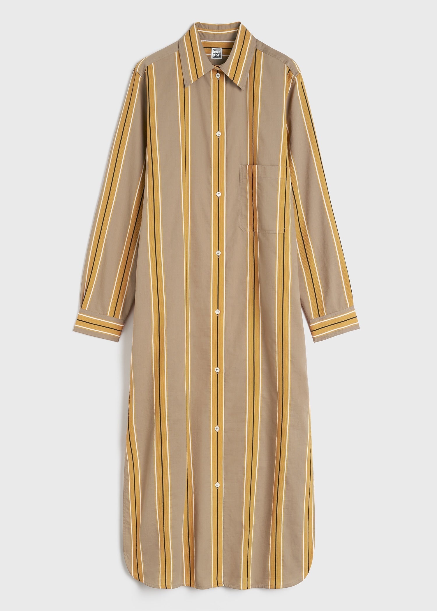 Jacquard-striped tunic dress caramel/cornsilk - 1