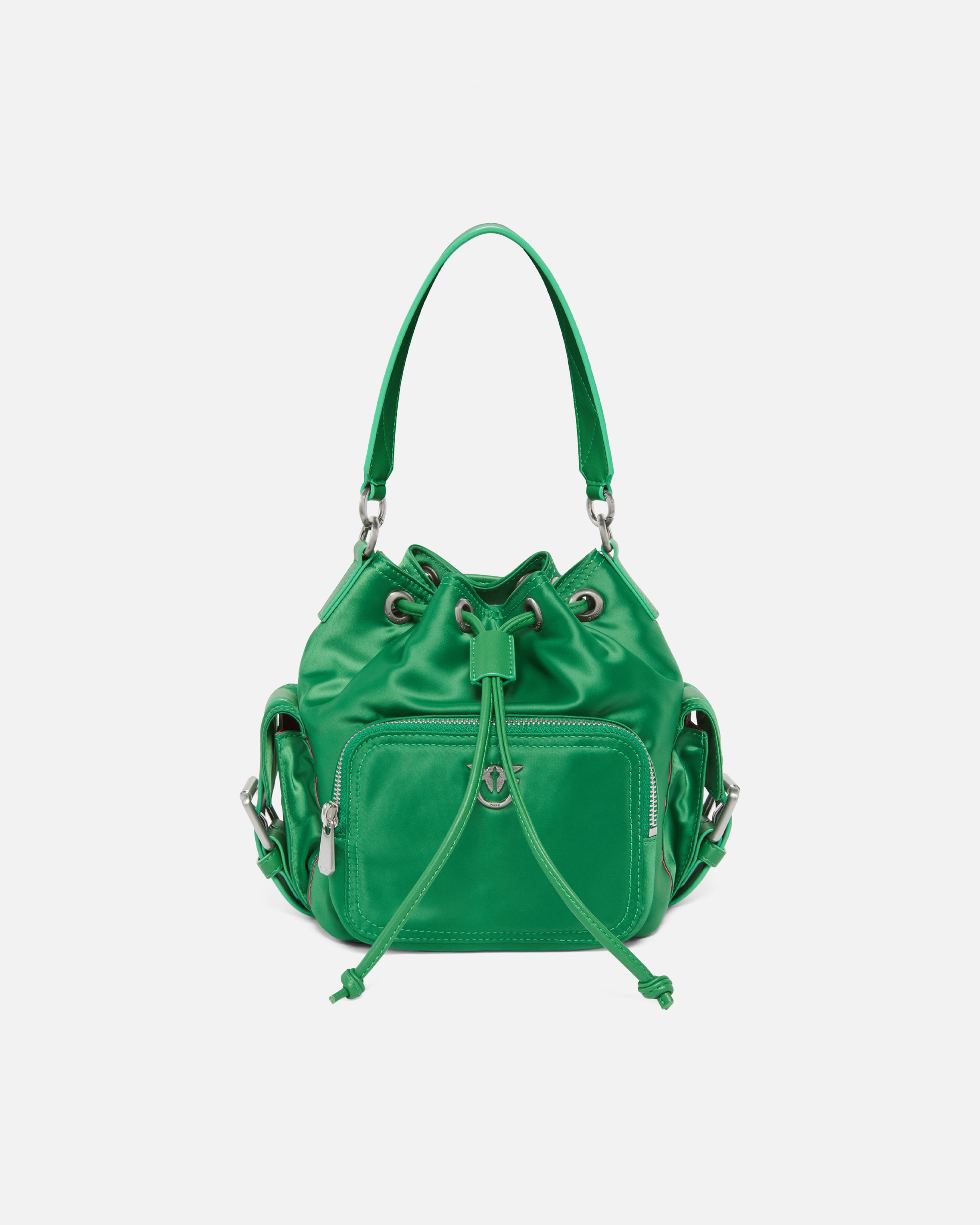 SMALL SATIN BUCKET BAG - 1
