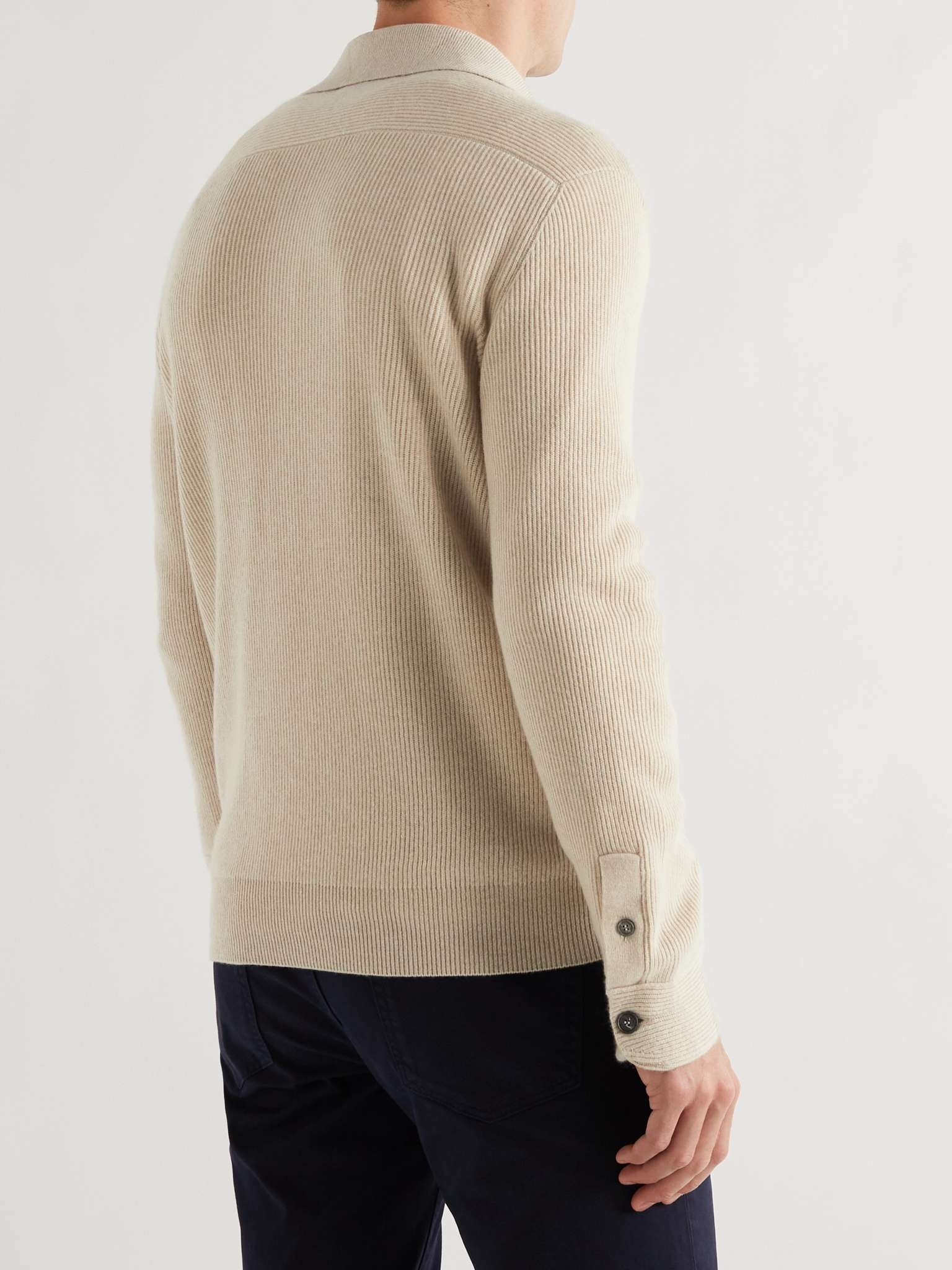 Ribbed Cashmere Polo Shirt - 4