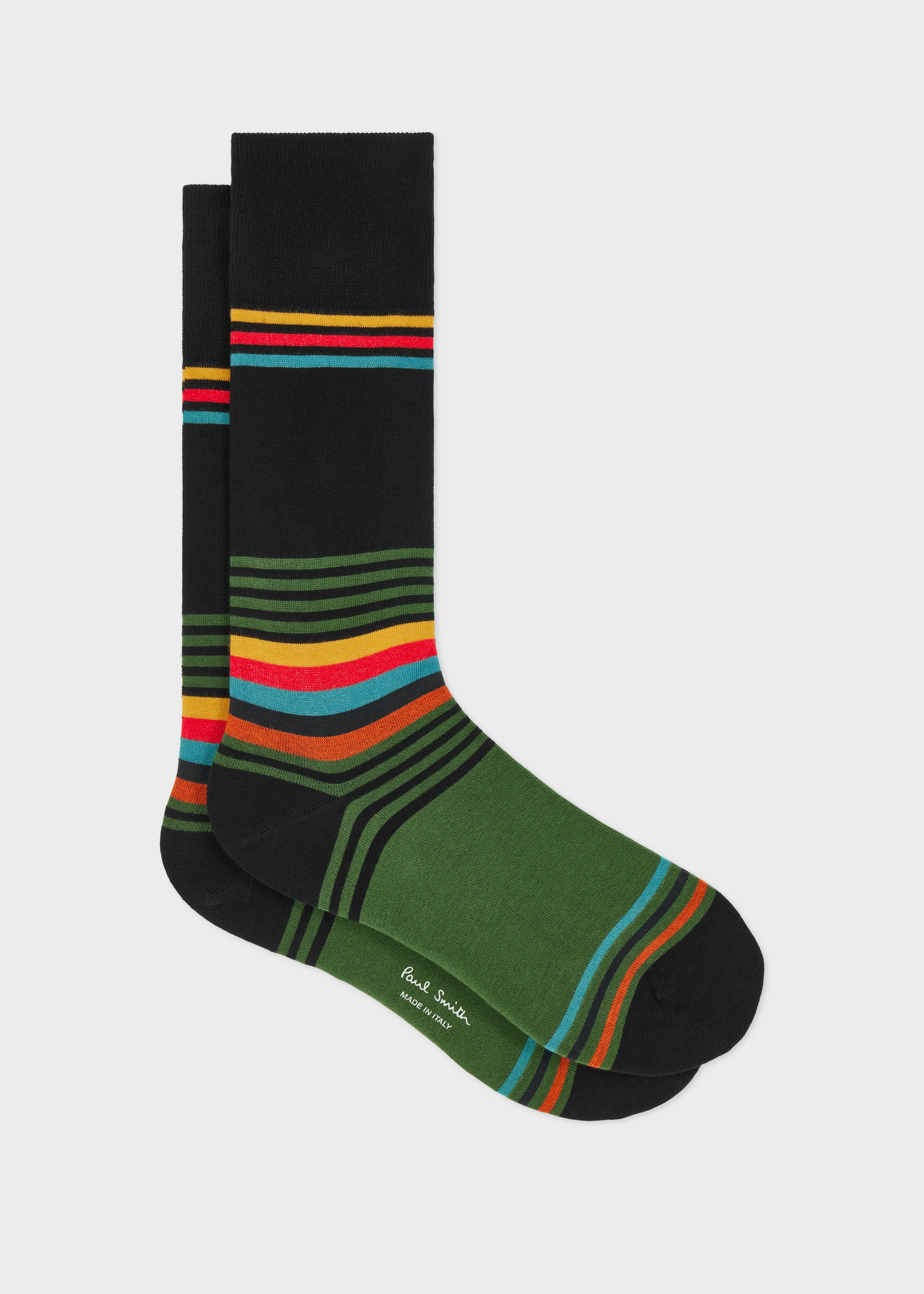Black 'Artist Stripe' Cotton-Blend Socks - 1