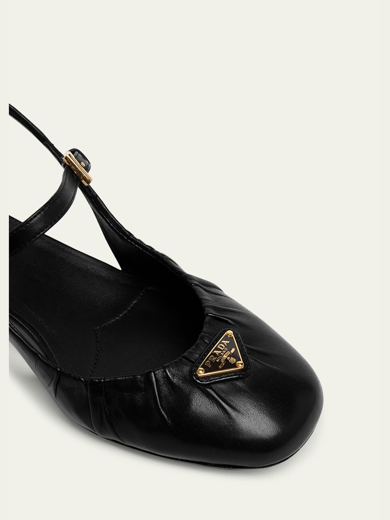 Prada Ruched Toe Mary Jane Leather Pumps outlook