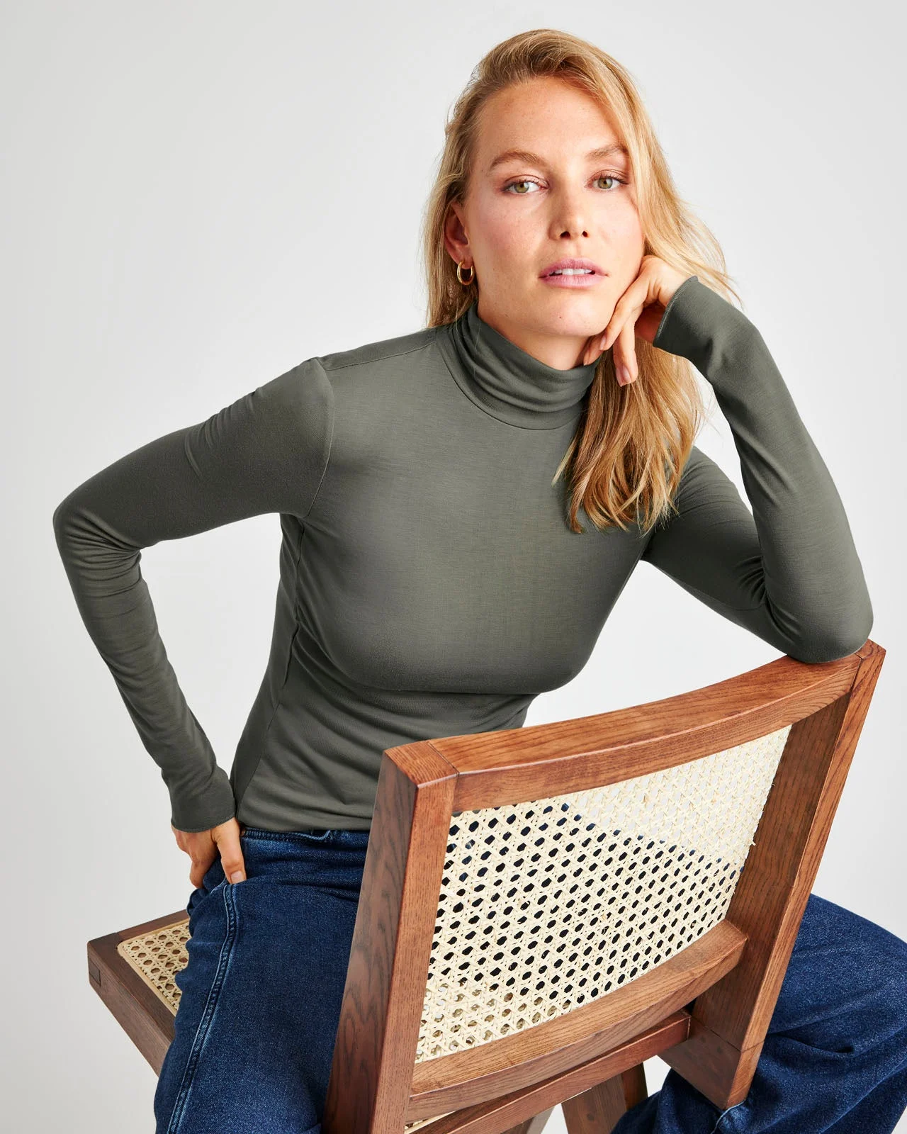 Bamboo Blend Long Sleeve Turtleneck - 1